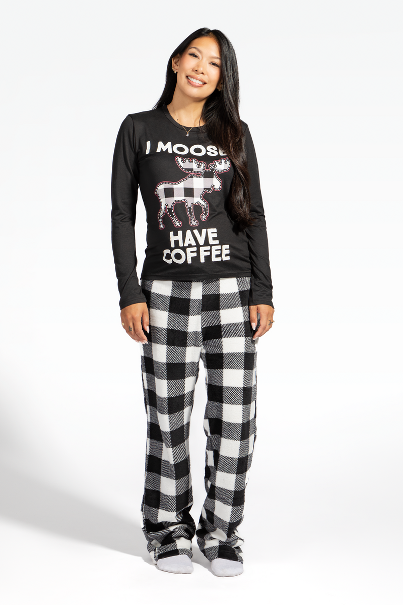 Ensemble-pyjama 2 pièces pour la famille à imprimé Moosing Around pour femmes