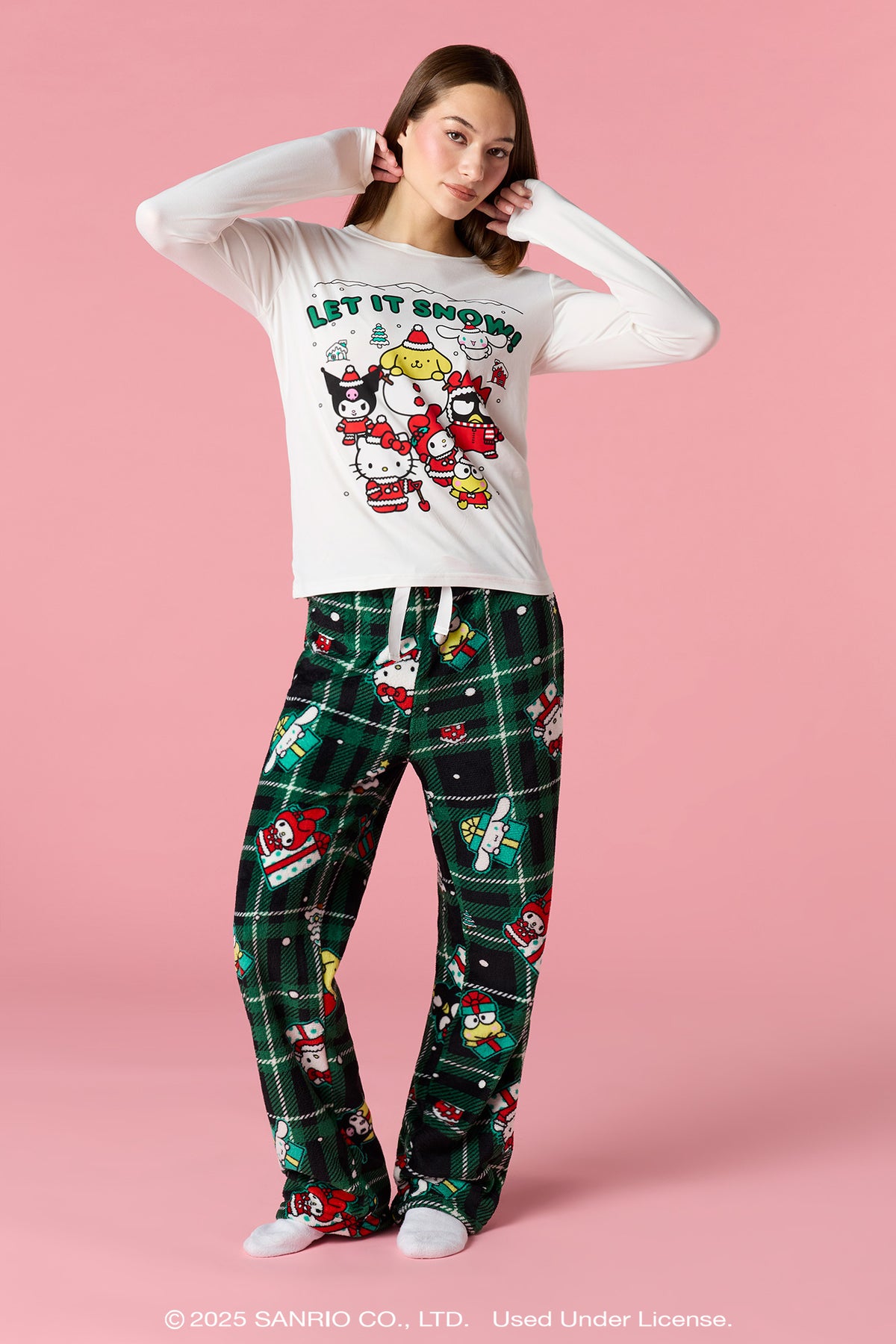 Hello Kitty® and Friends Womens Christmas Pajama Set - Green