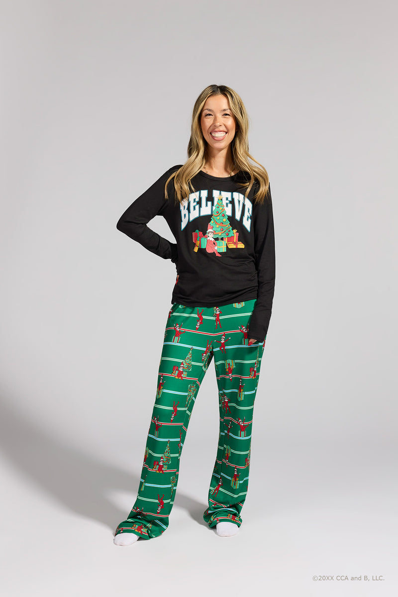 Womens Fammy Jammies Believe Elf on the Shelf Pajama Set