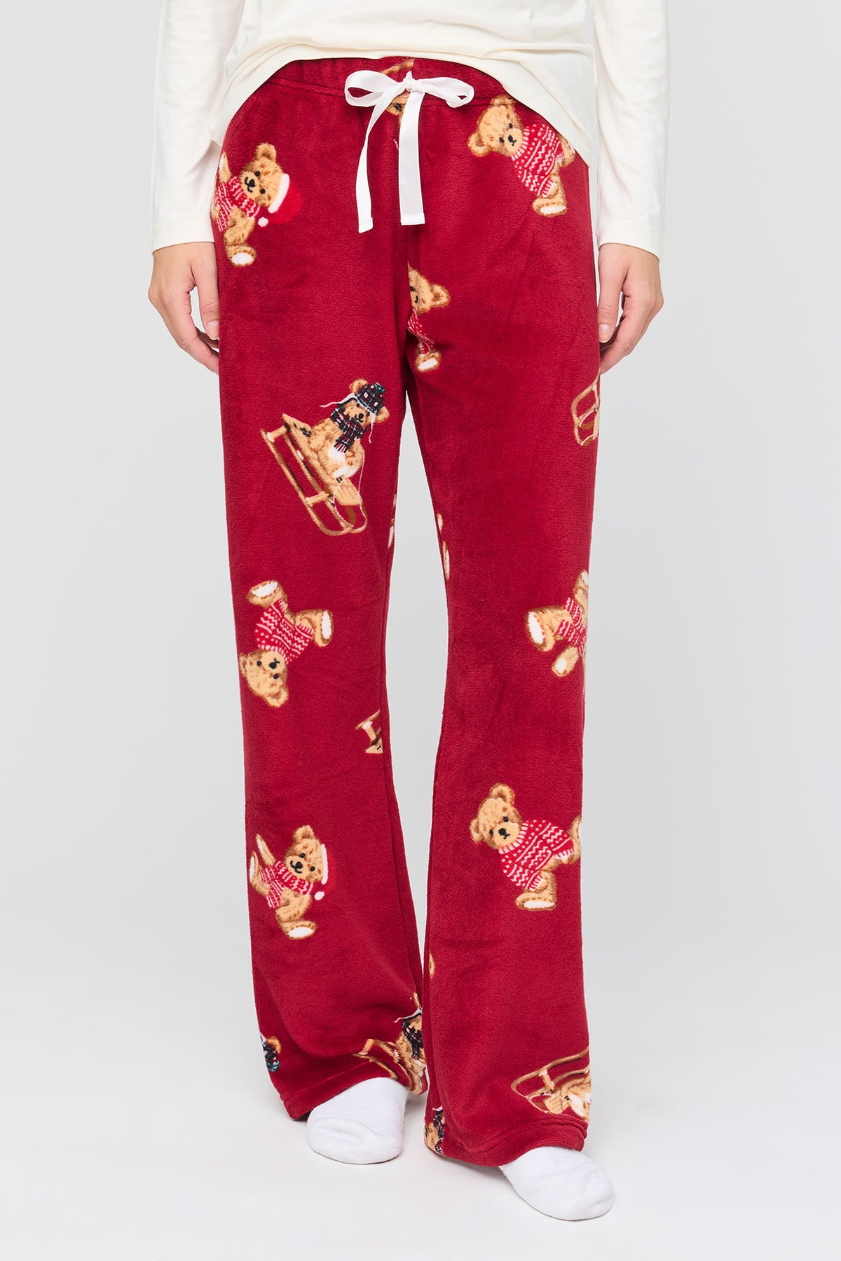 Alt View 3. Womens Beary Christmas Fammy Jammies Set - Red