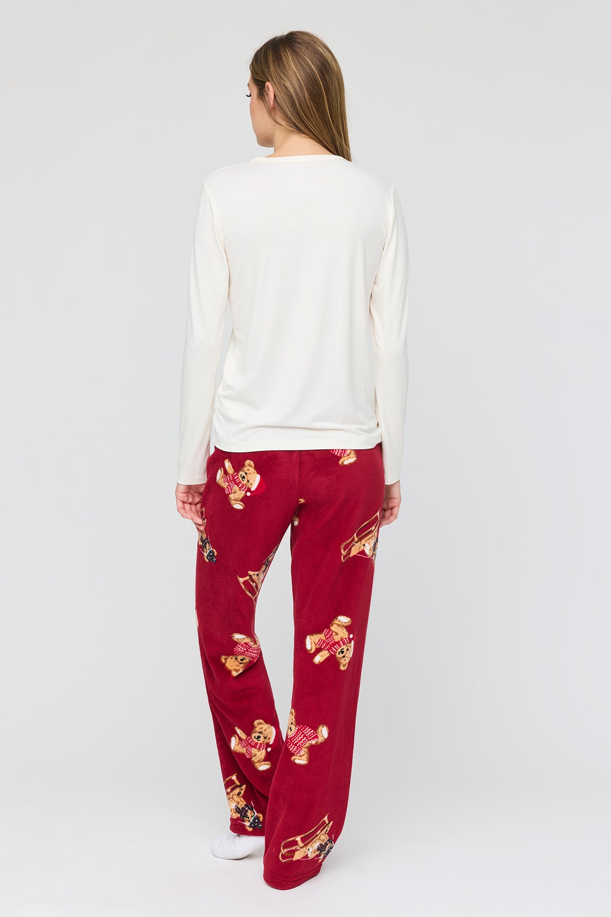 Alt View 4. Womens Beary Christmas Fammy Jammies Set - Red
