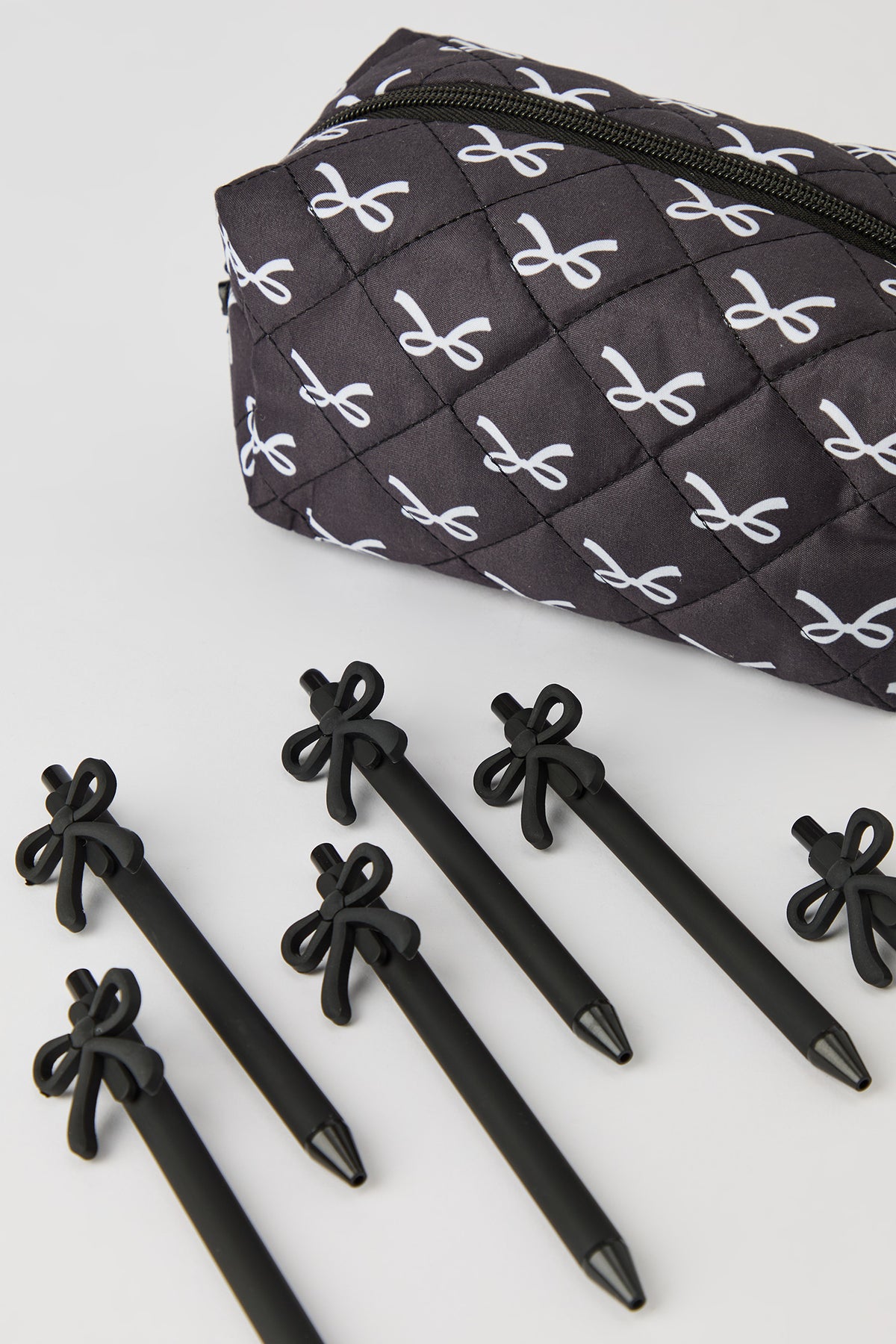 Bow Pen & Pencil Case Set - Black