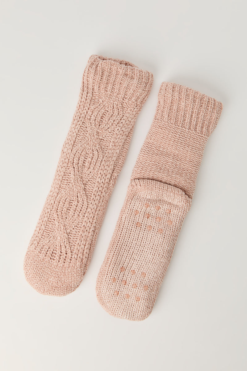 Pantoufles-chaussettes en mailles torsadées