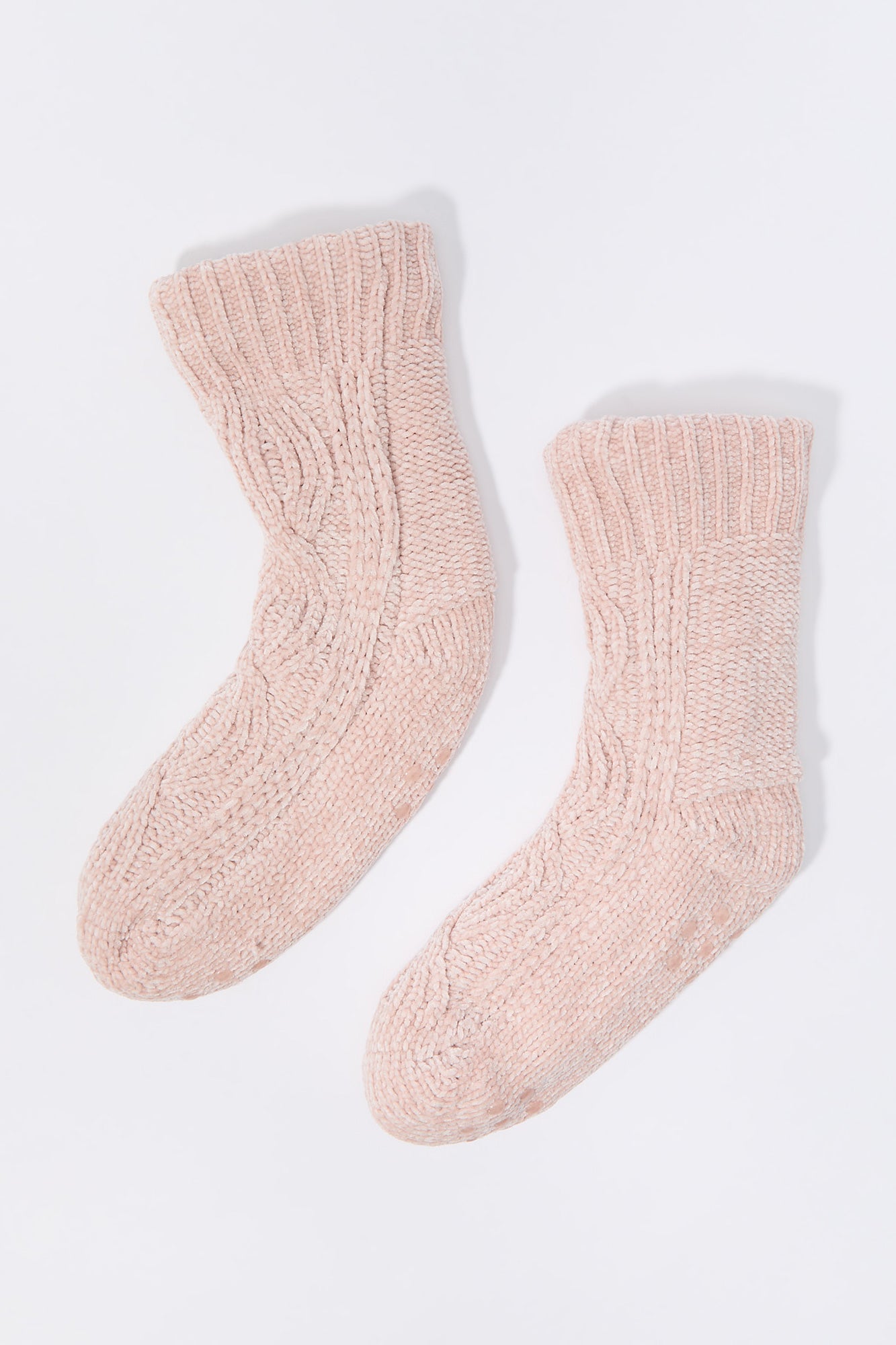 Pantoufles-chaussettes en tricot torsadé