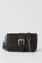 Suede Cross Body Bag with Keychain
