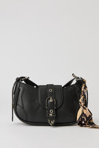 Faux Leather Belted Purse with Scarf