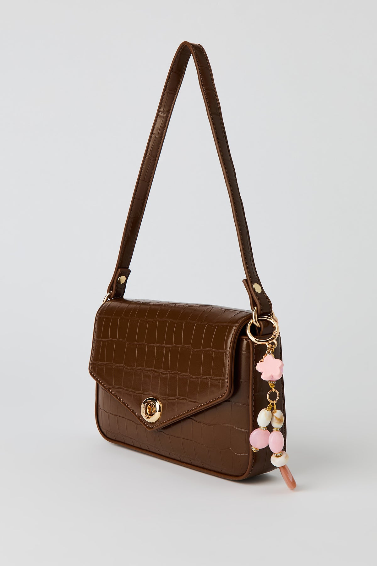 Alt View 2. Convertible Shoulder Bag with Keychain - Brown