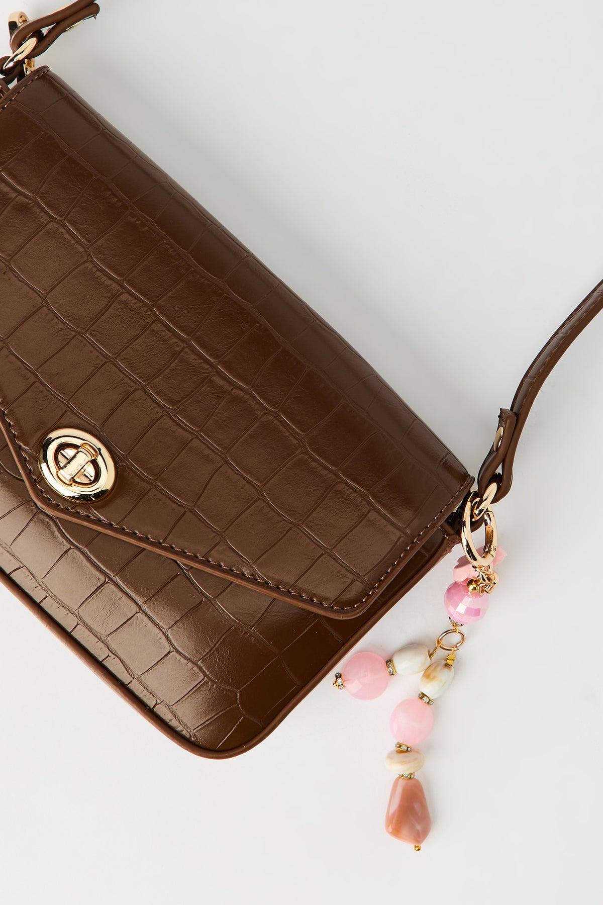 Alt View 3. Convertible Shoulder Bag with Keychain - Brown