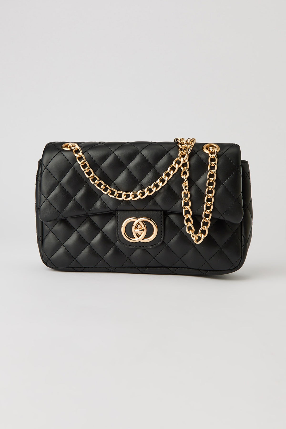 Quilted Crossbody Purse - Black