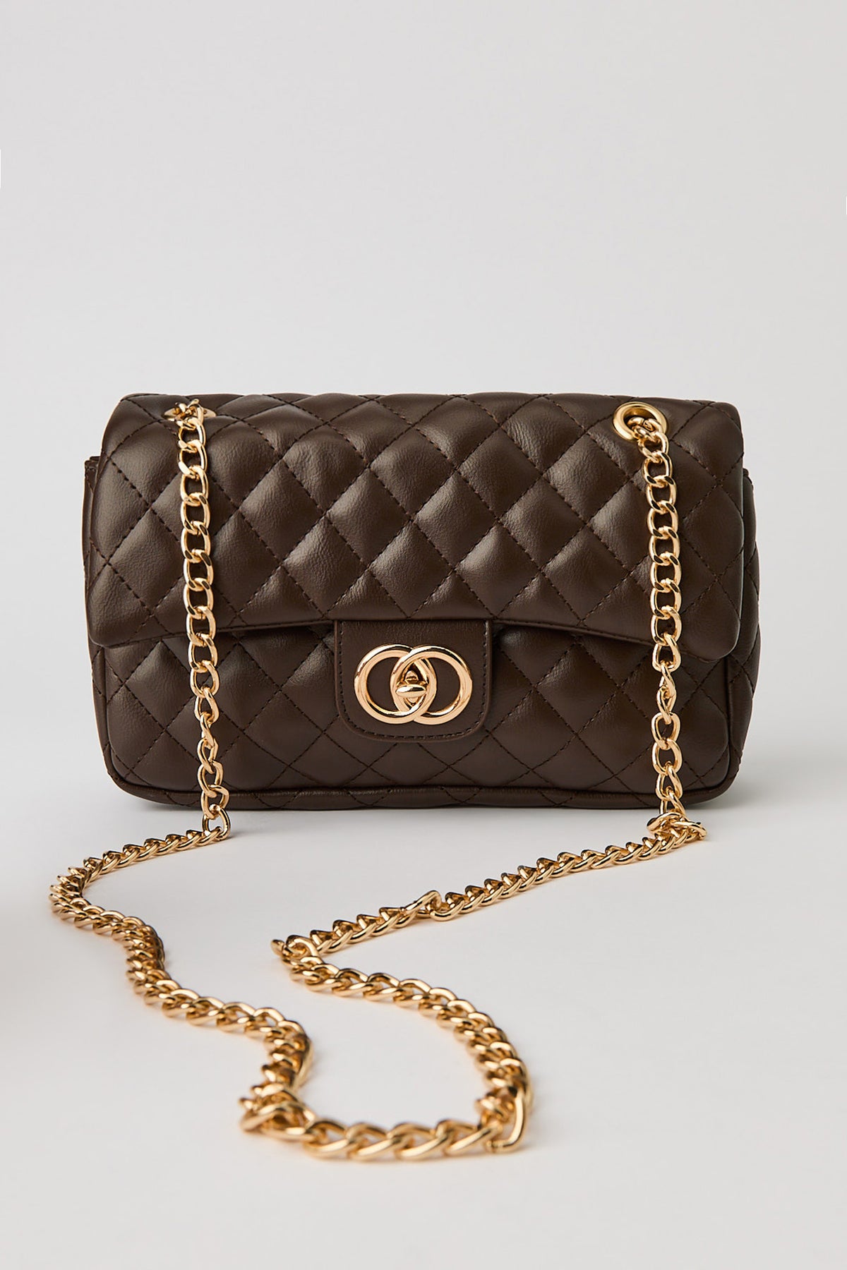 Quilted Crossbody Purse - Brown