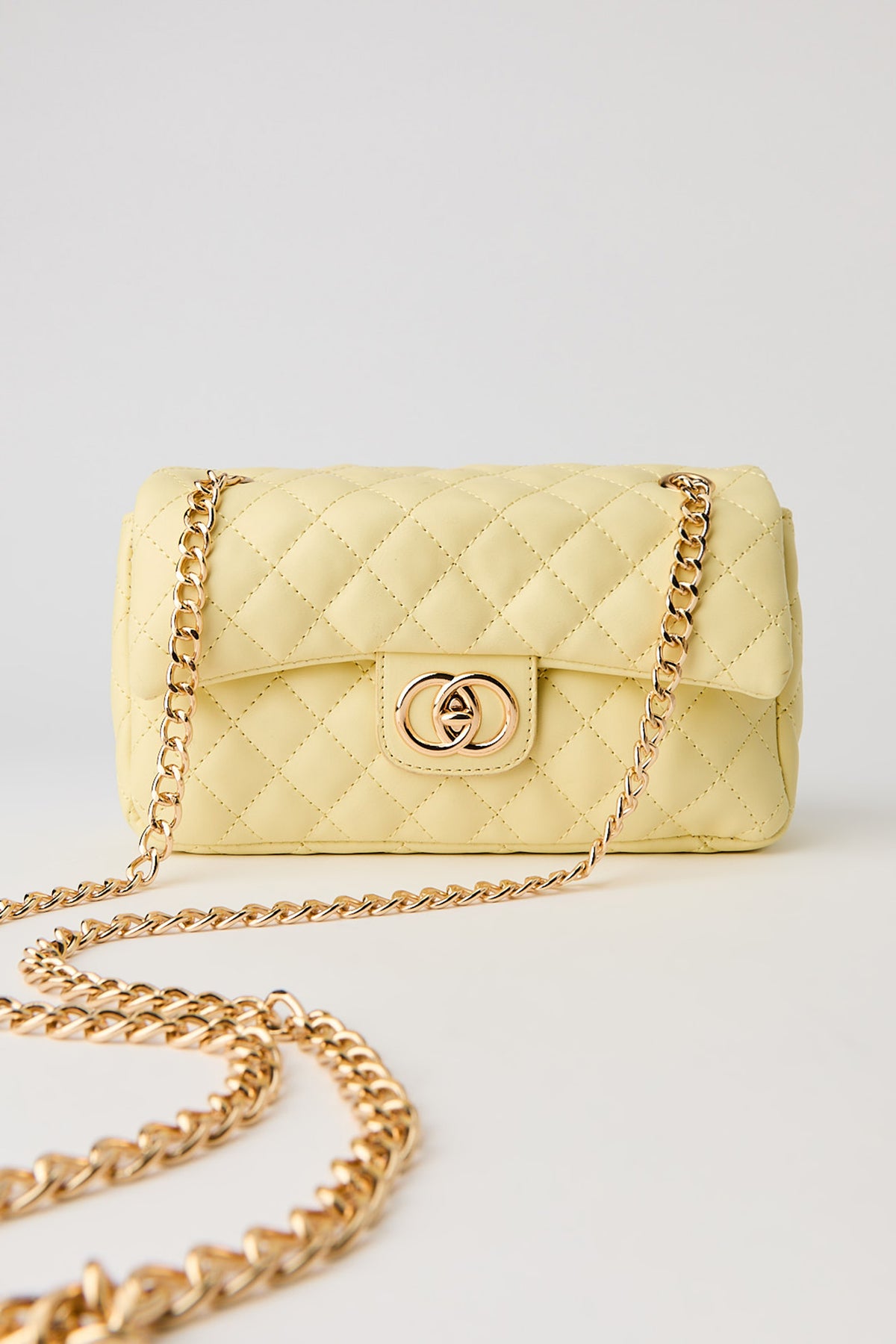 Quilted Crossbody Purse - Yellow