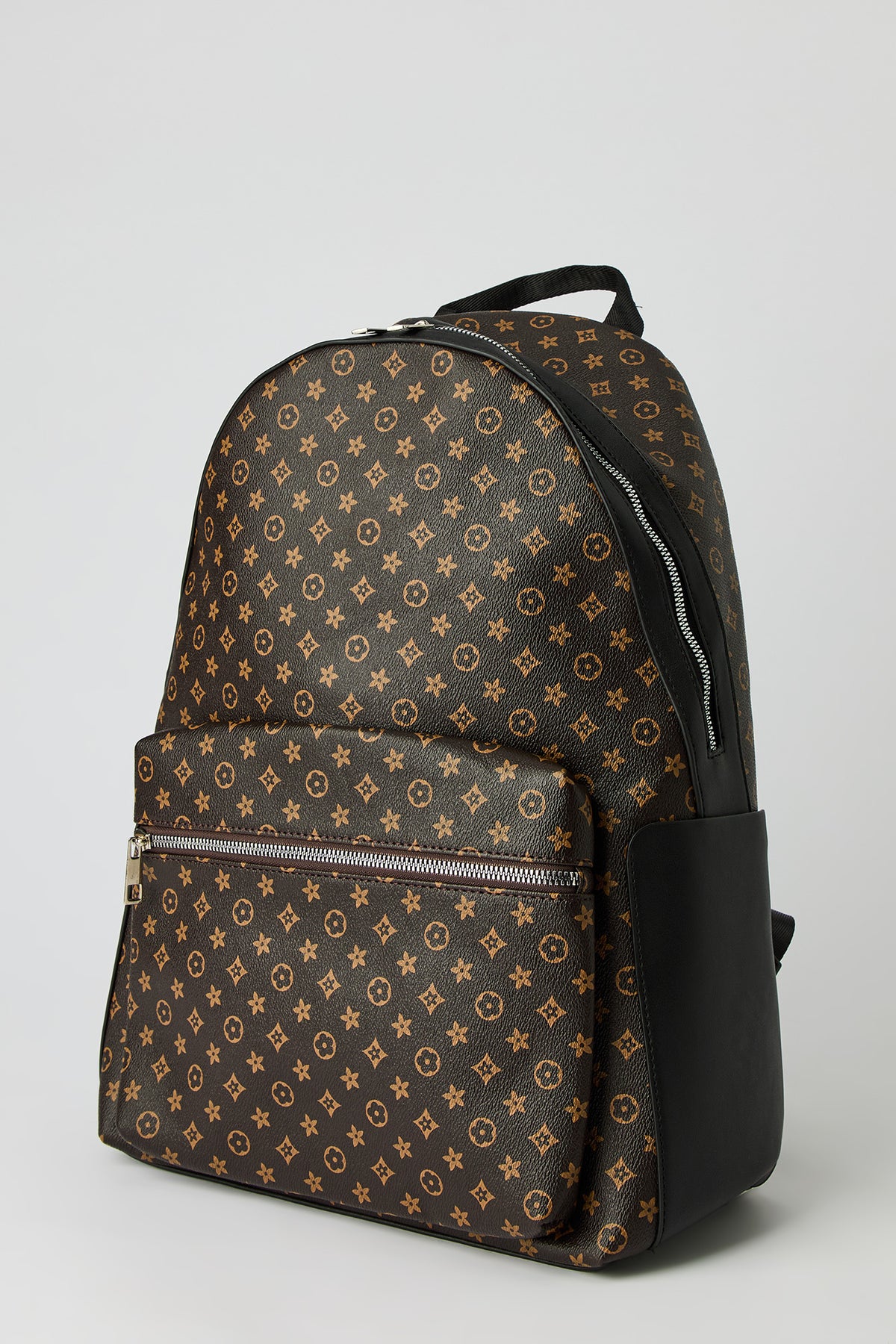 Alt View 2. Faux Leather Status Print Backpack - Brown