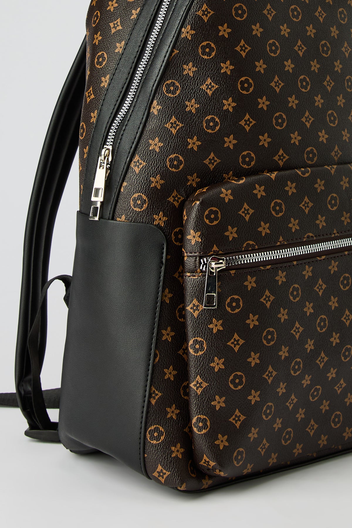 Alt View 4. Faux Leather Status Print Backpack - Brown