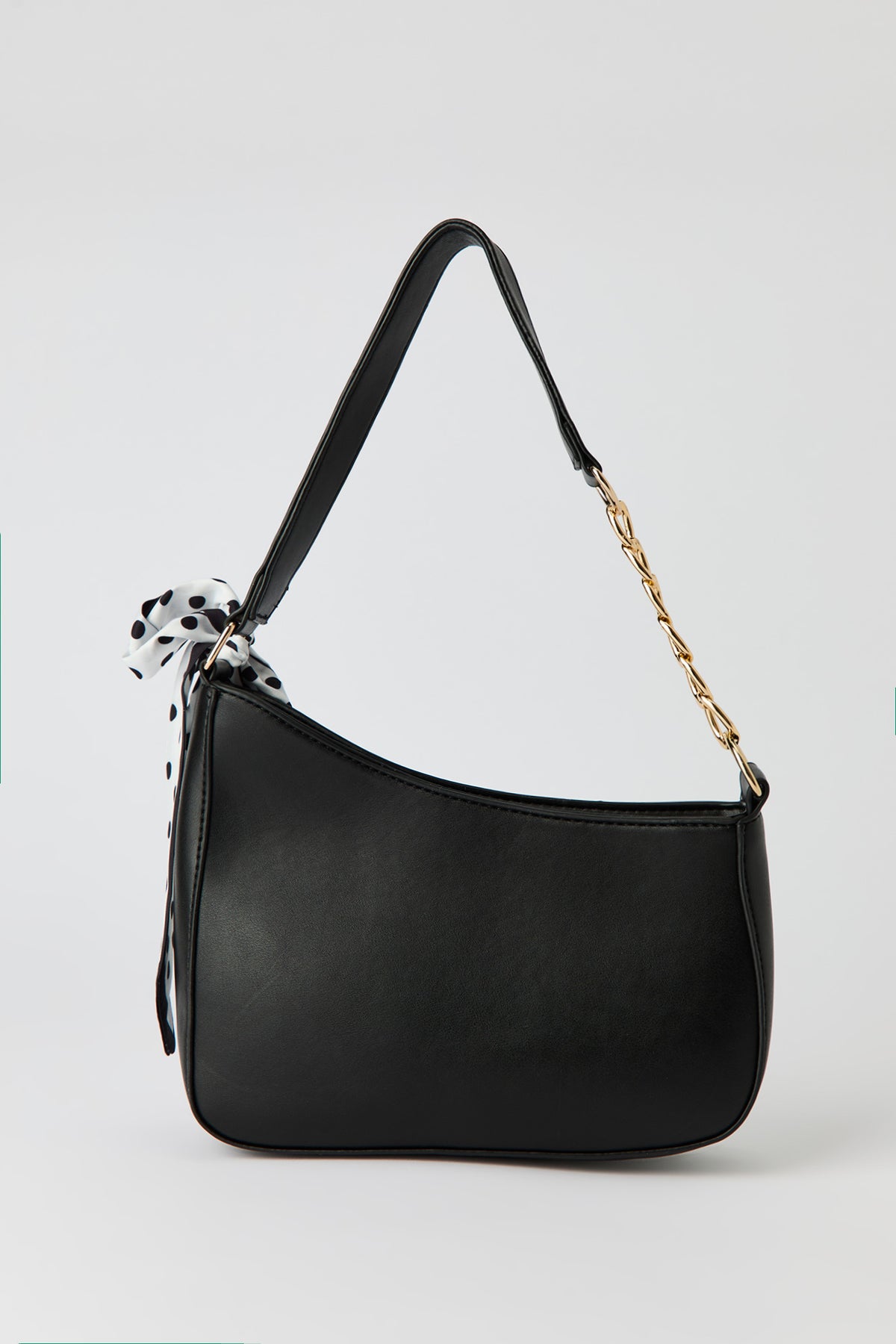 Alt View 2. Shoulder Bag with Scarf - Black