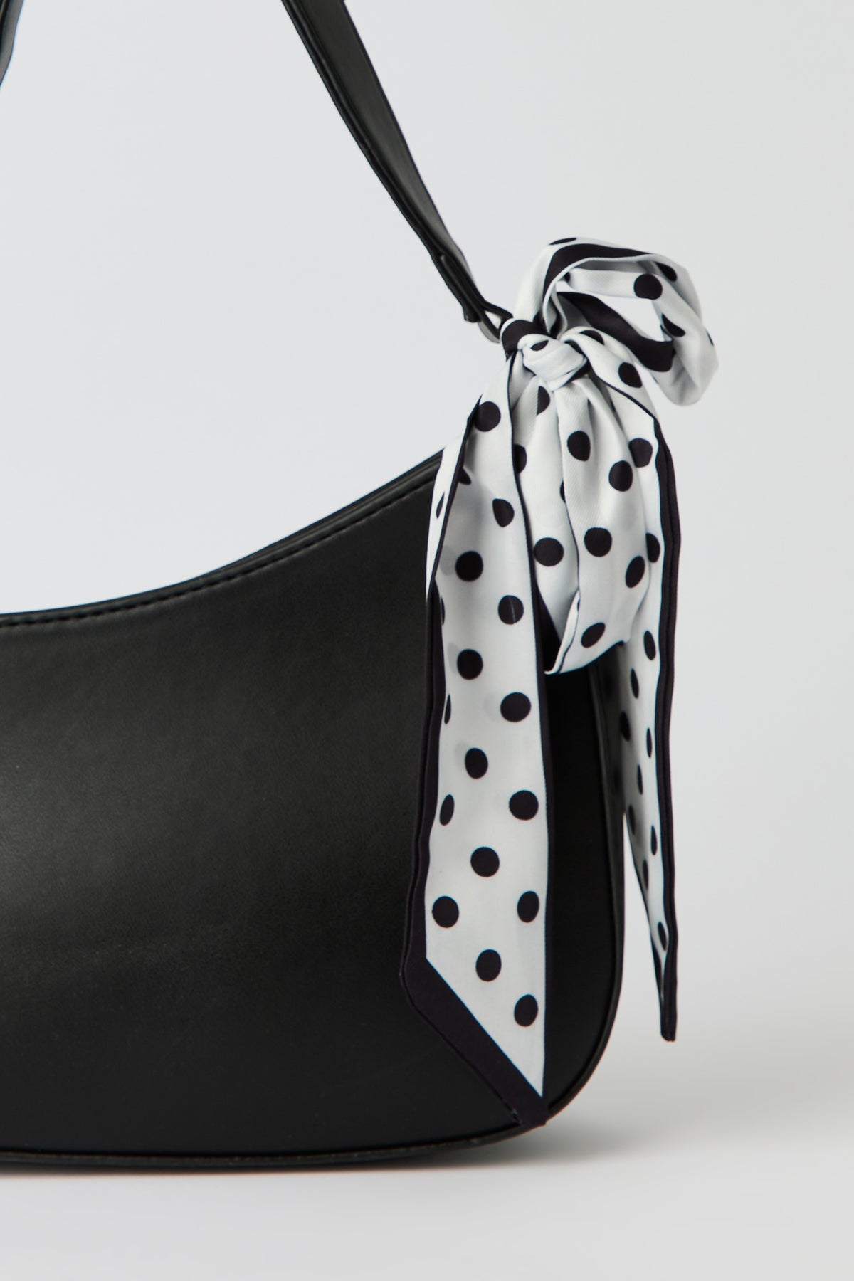 Alt View 3. Shoulder Bag with Scarf - Black