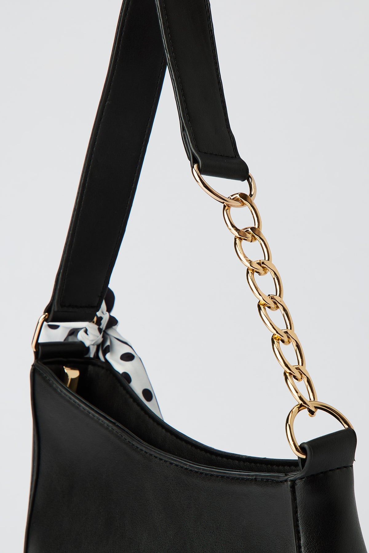 Alt View 4. Shoulder Bag with Scarf - Black