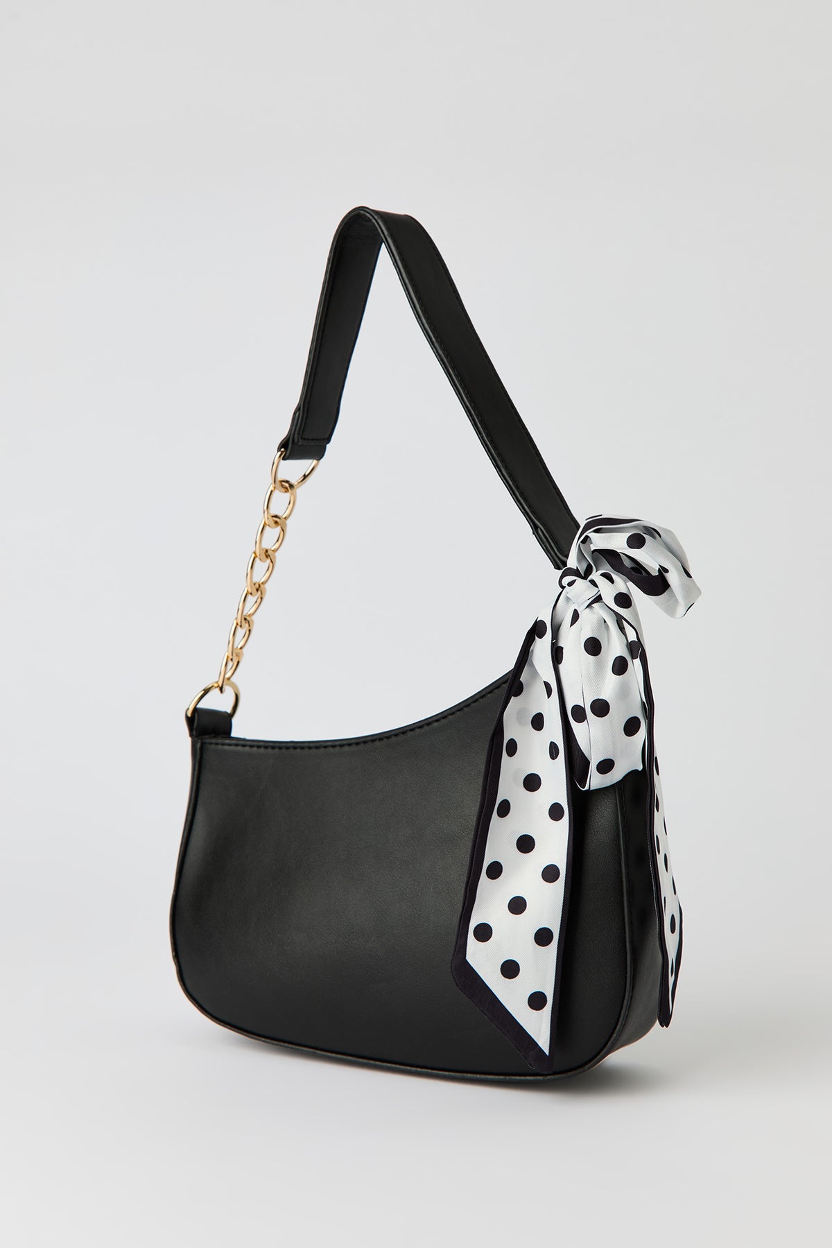 Shoulder Bag with Scarf - Black