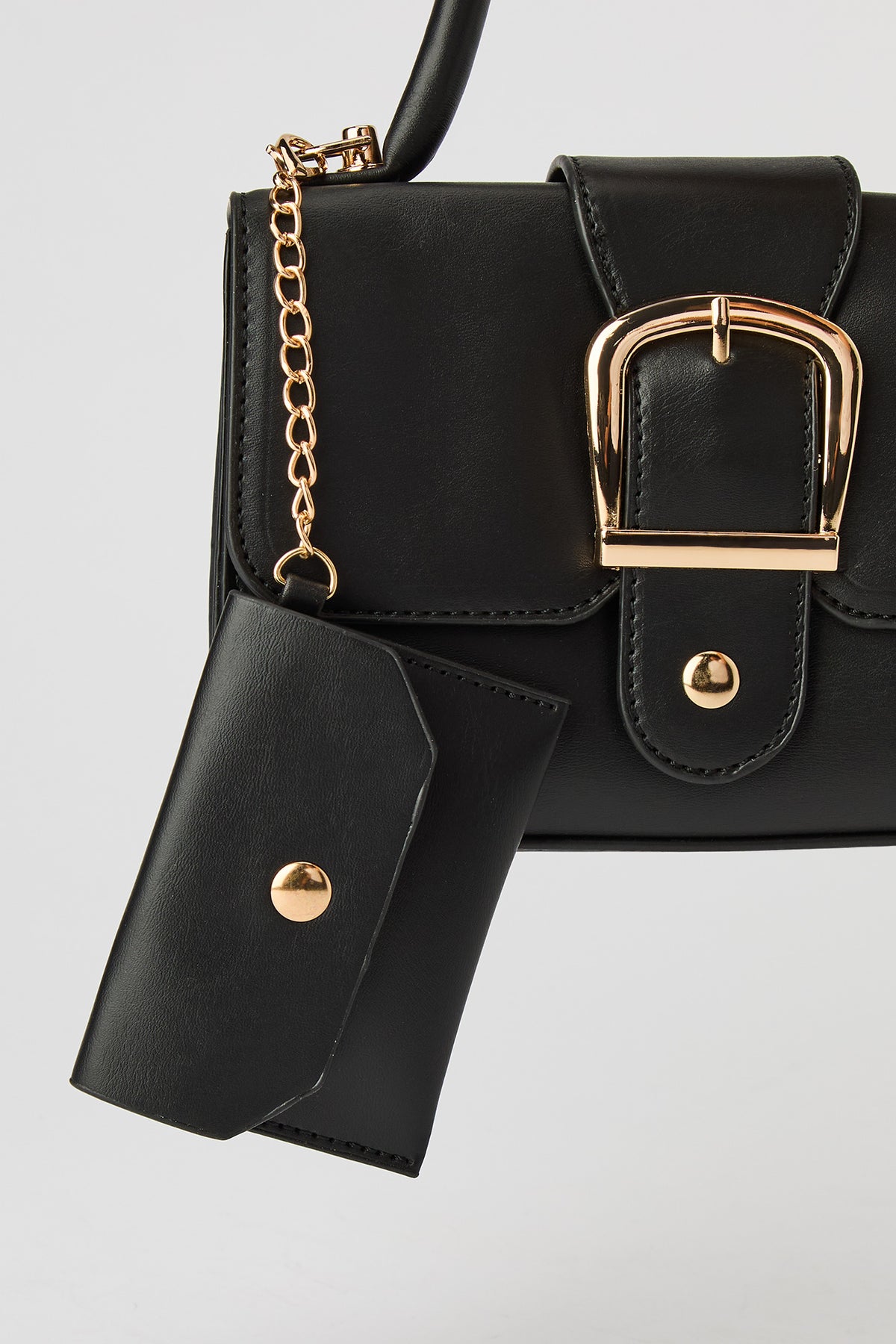 Alt View 3. Buckled Purse with Coin Purse - Black