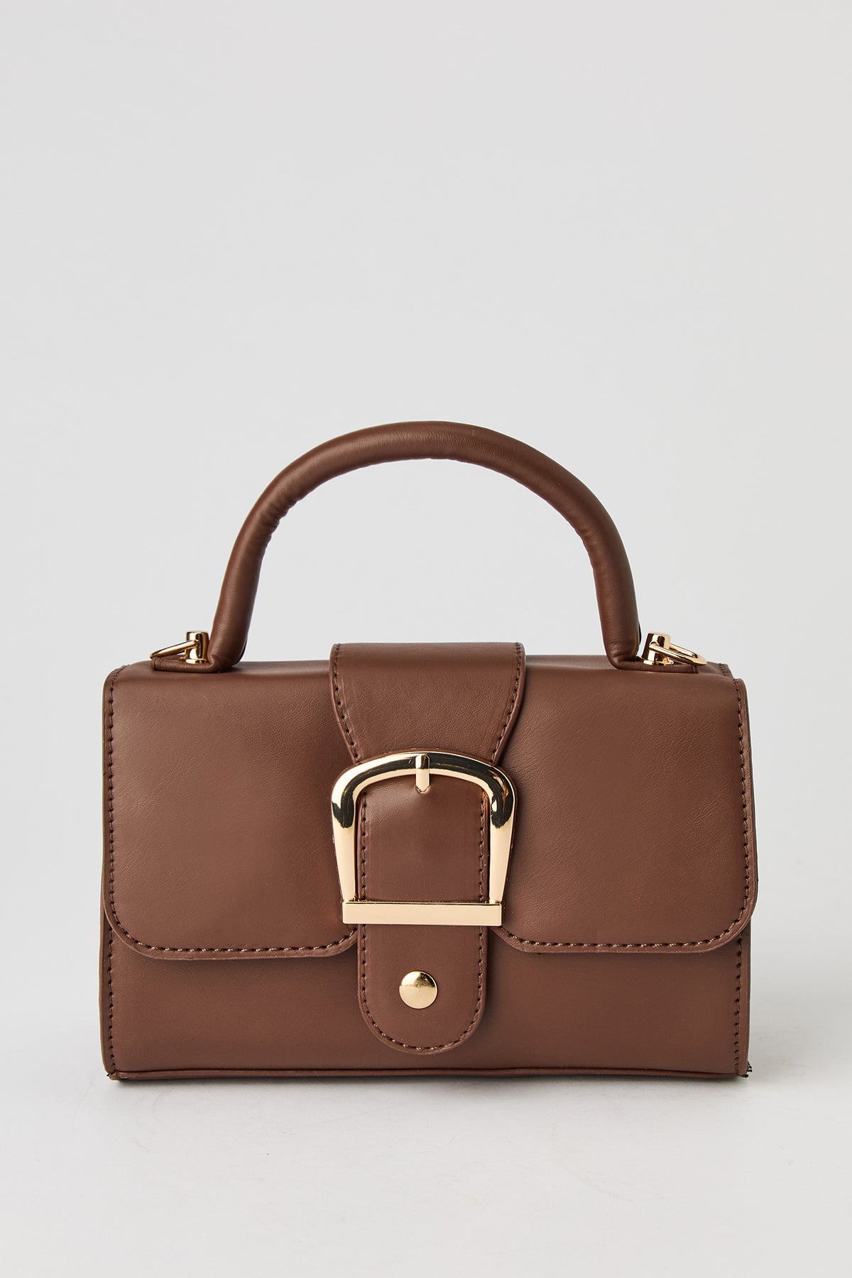 Buckled Purse with Coin Purse - Brown