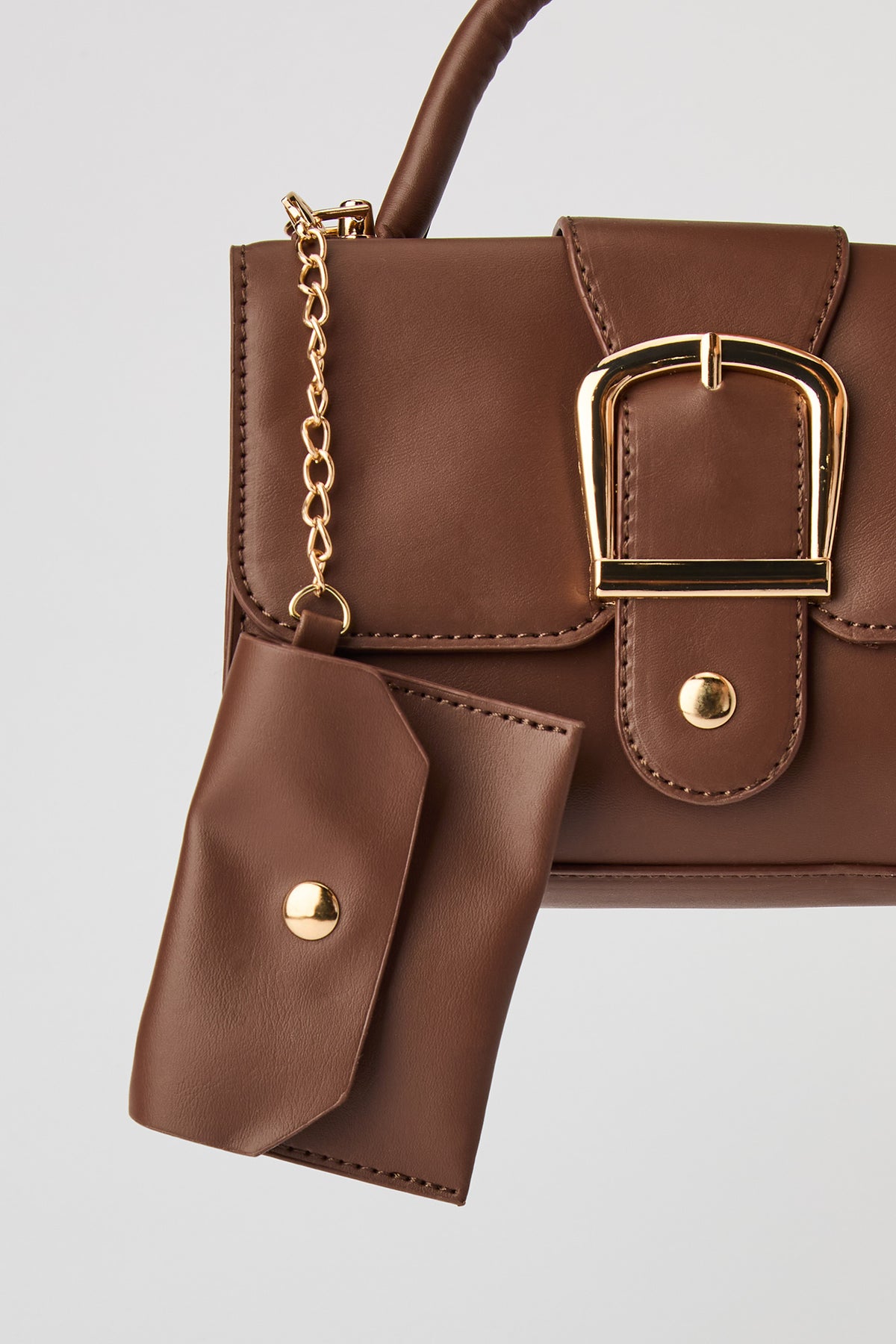 Alt View 3. Buckled Purse with Coin Purse - Brown
