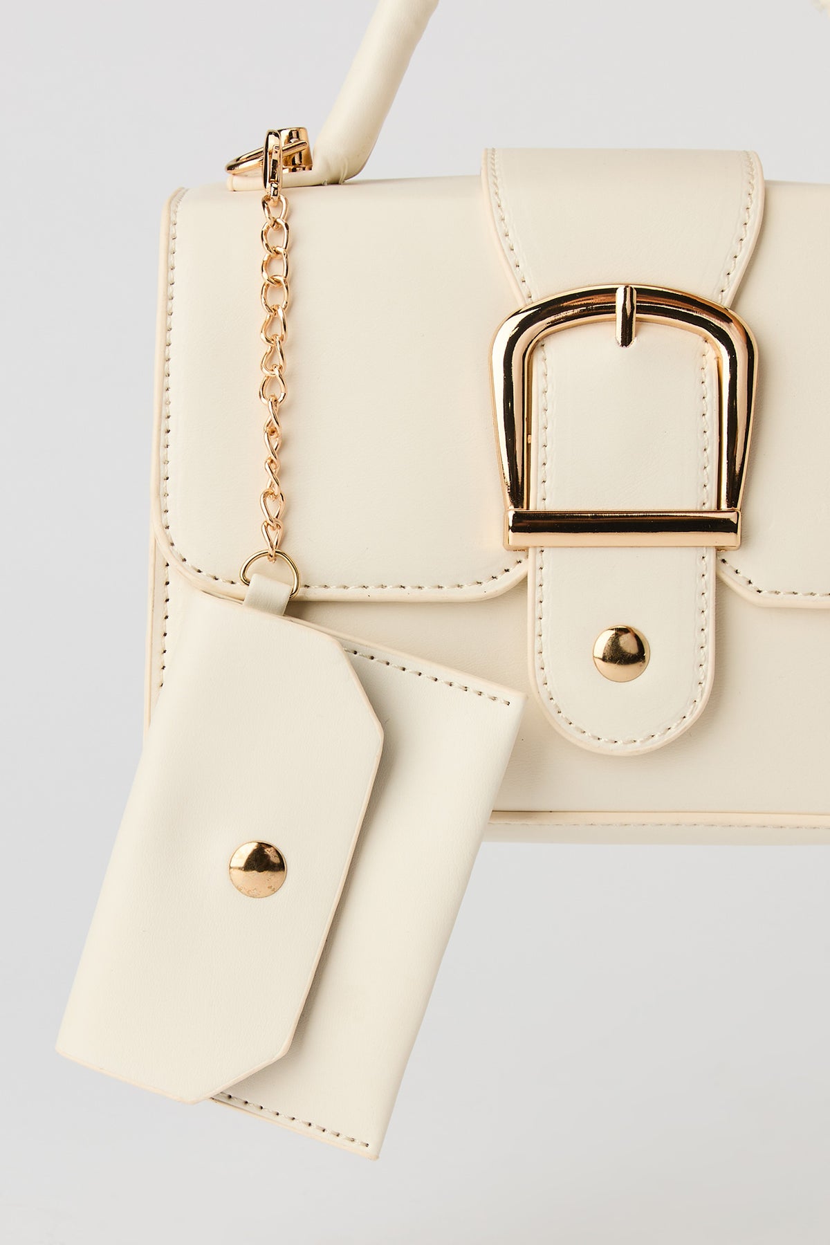 Alt View 3. Buckled Purse with Coin Purse - Beige