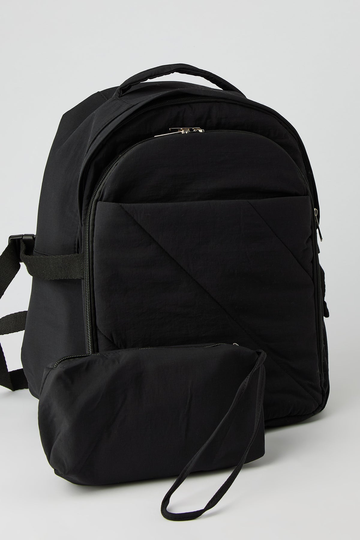 Sac à dos matelassé avec rangement à portable et étui à crayons