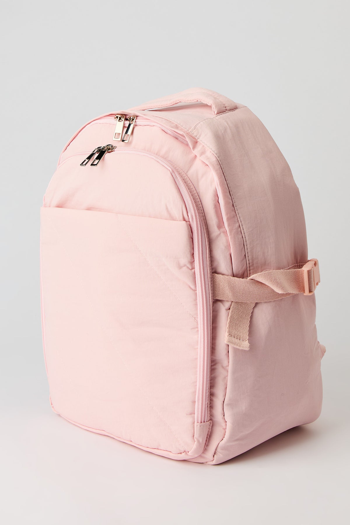 Alt View 2. Quilted Backpack with Laptop Sleeve & Pencil Case - Pink