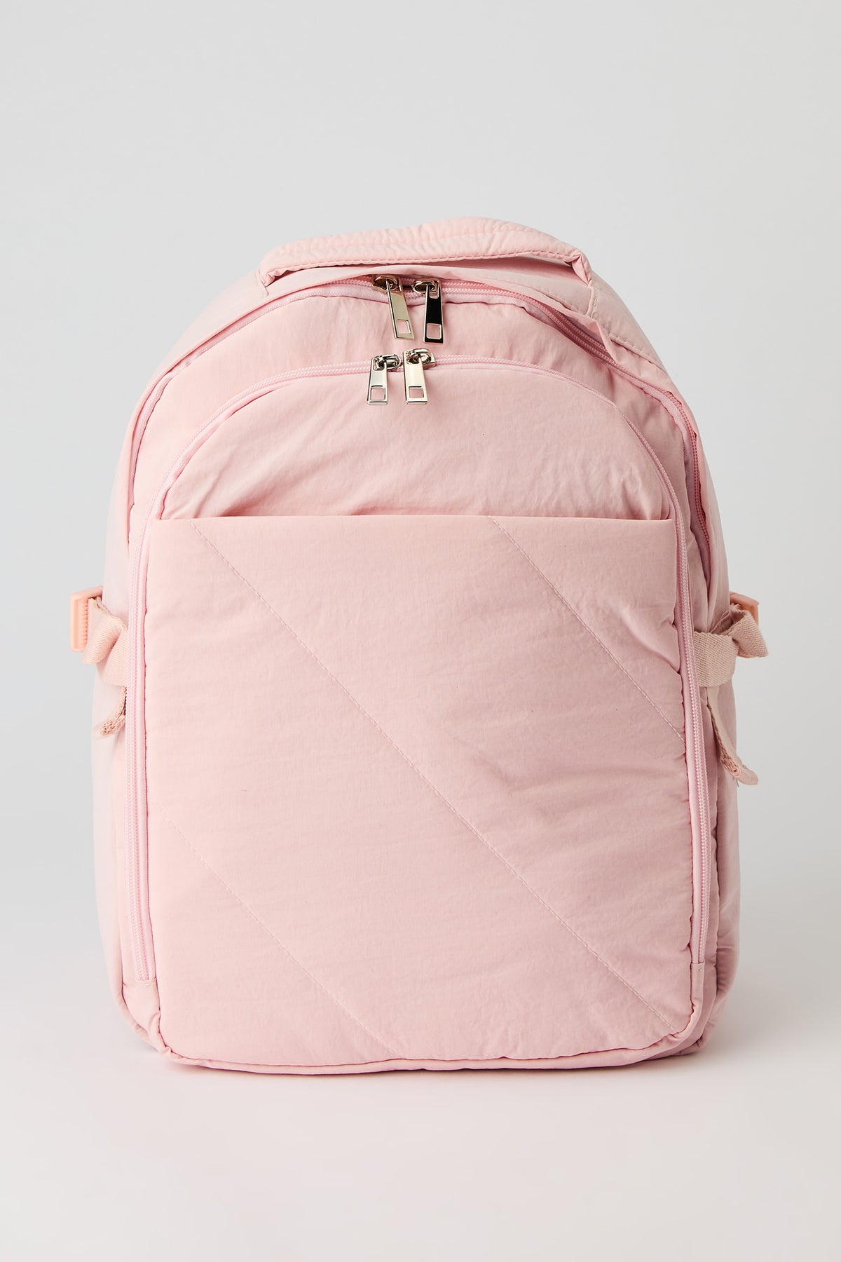 Alt View 3. Quilted Backpack with Laptop Sleeve & Pencil Case - Pink