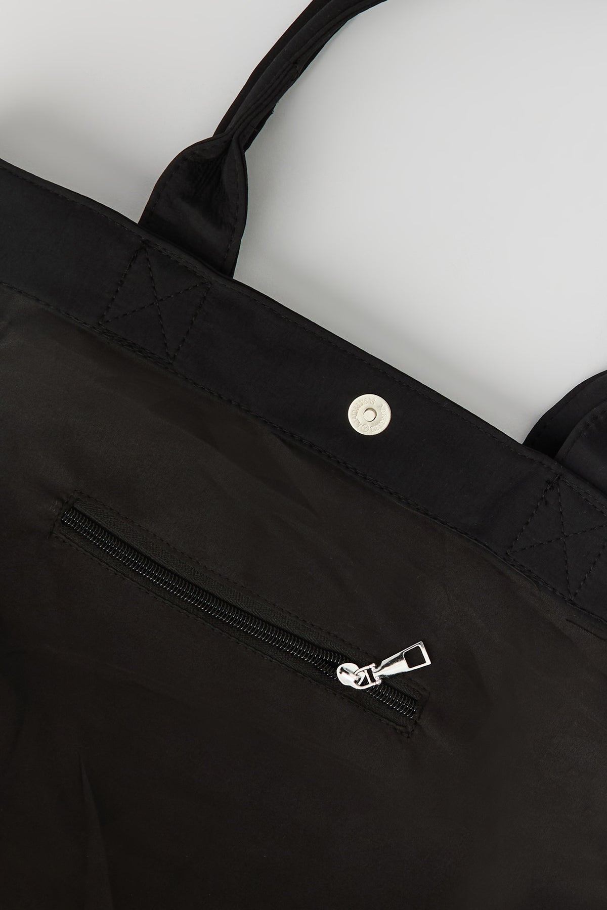 Alt View 4. Nylon Embroidered Tote Bag - Black