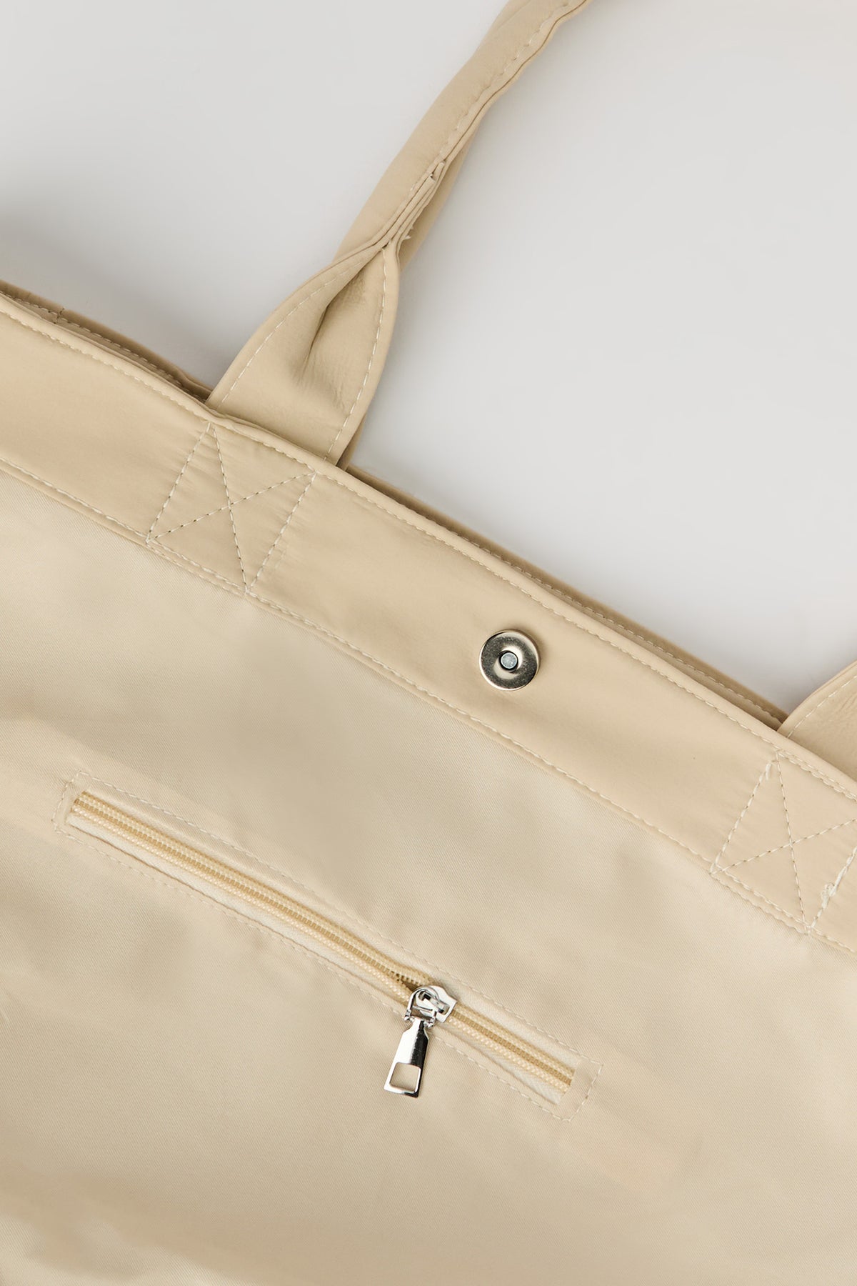 Alt View 4. Nylon Embroidered Tote Bag - Beige