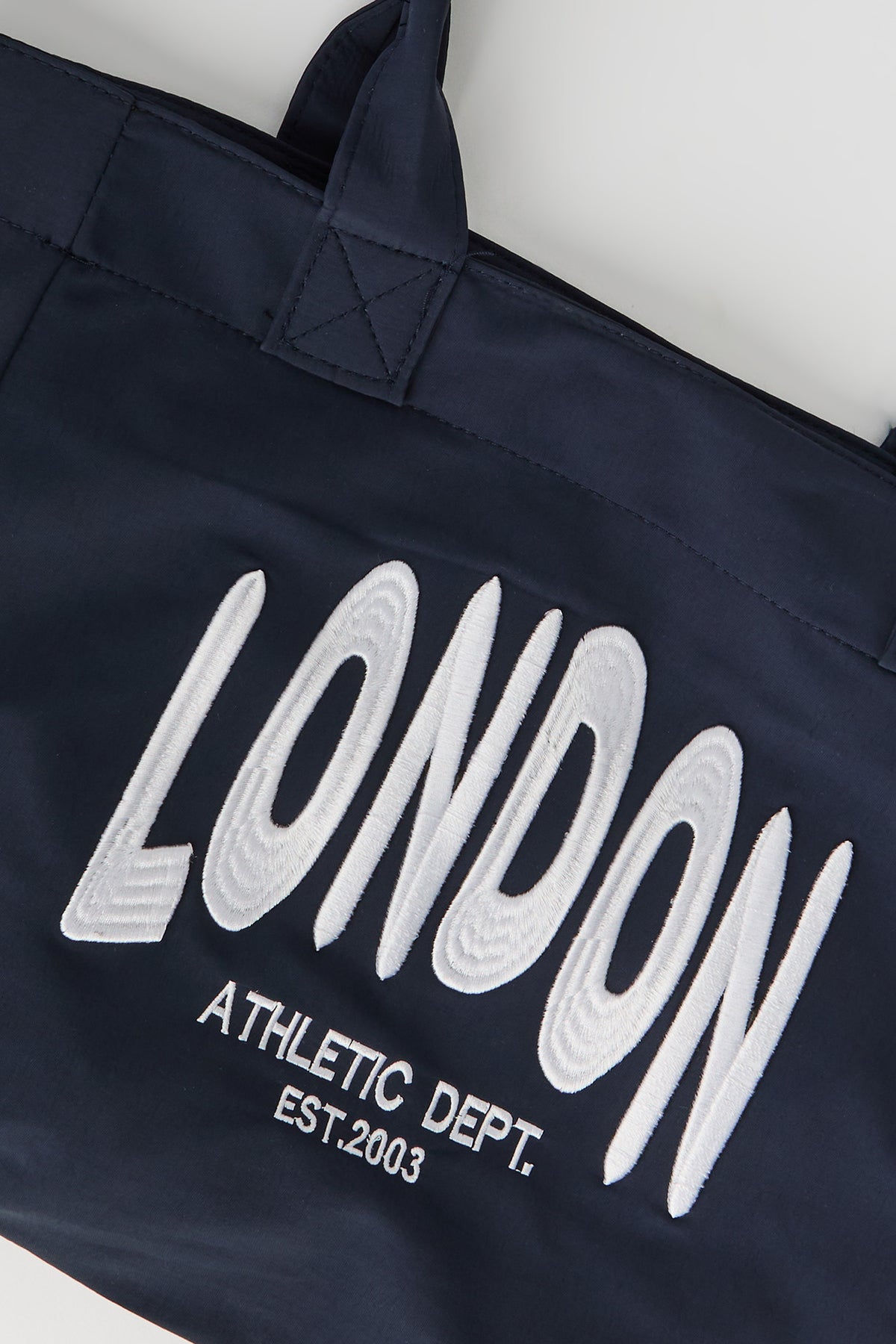 Alt View 3. Nylon Embroidered Tote Bag - Navy