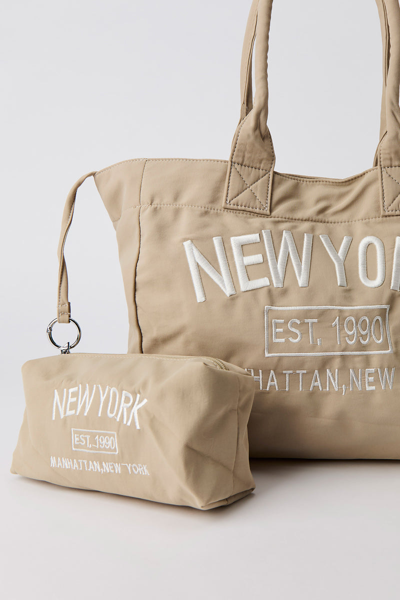 New York Tote Bag & Cosmetic Bag Set