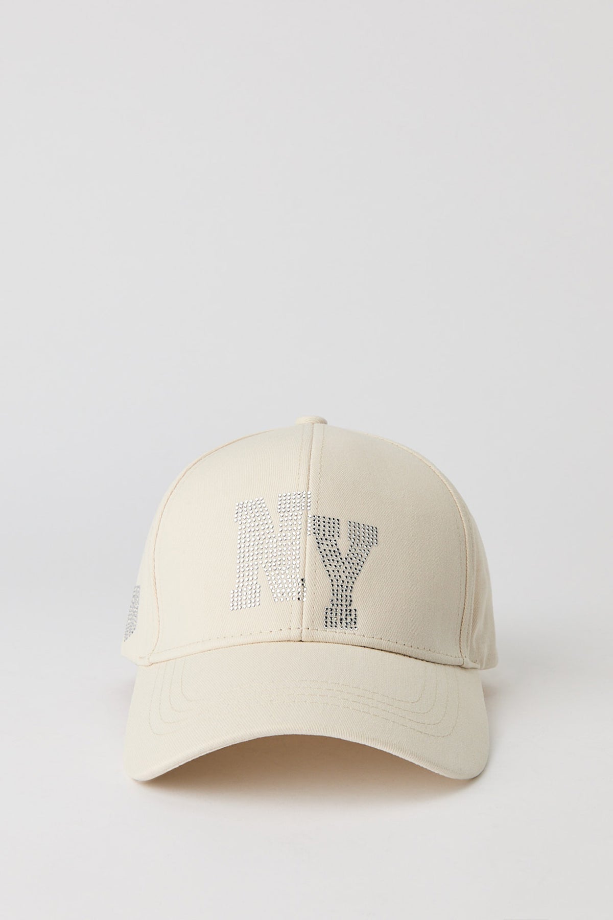 New York Rhinestone Baseball Hat - Beige