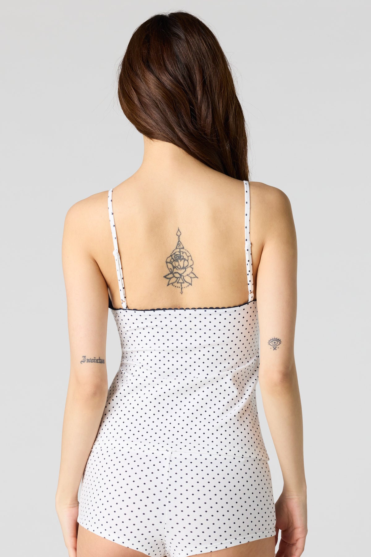 Alt View 3. Babydoll Tank & Short Pajama Set - White