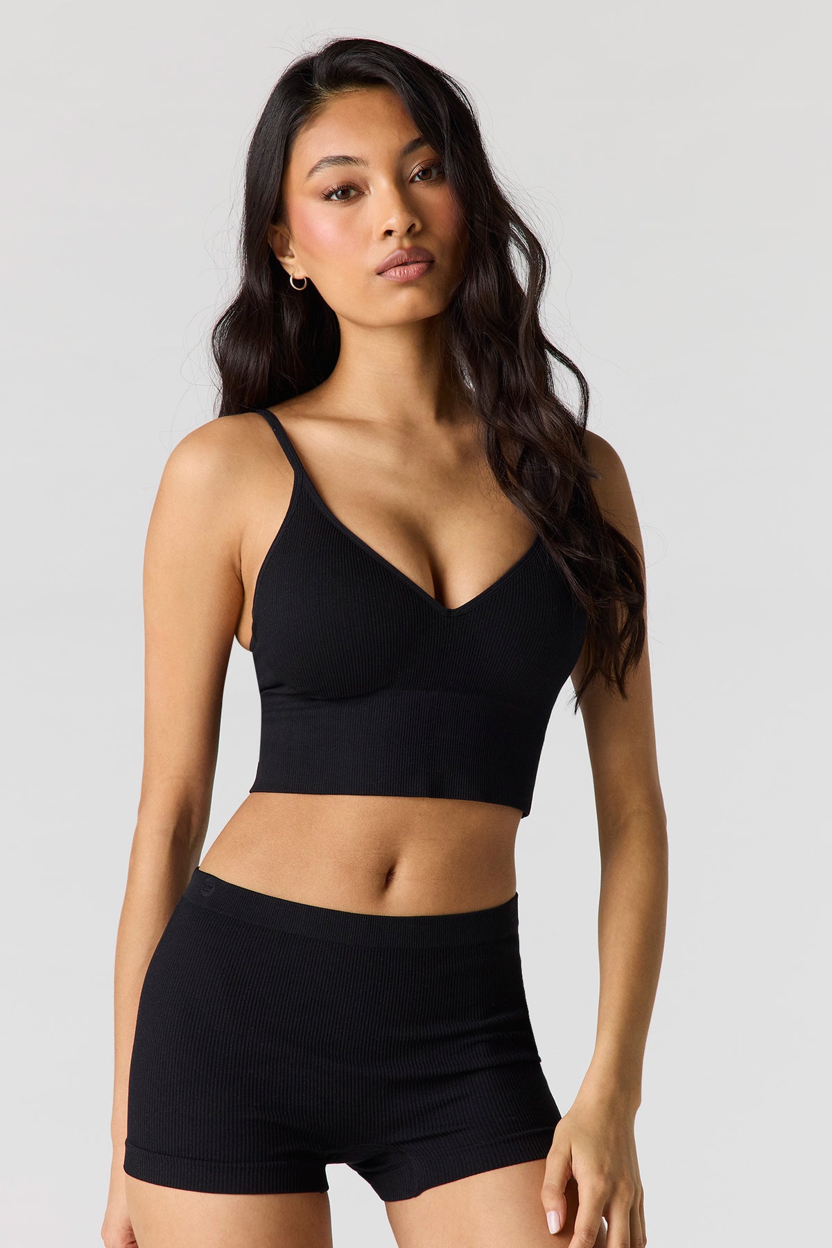 Bralette coussinée côtelée sans couture