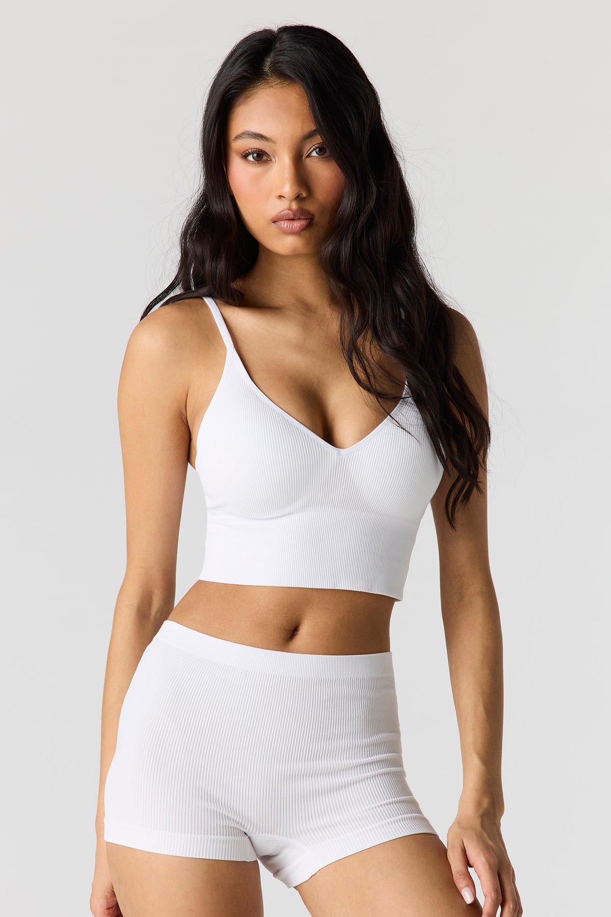 Bralette coussinée côtelée sans couture