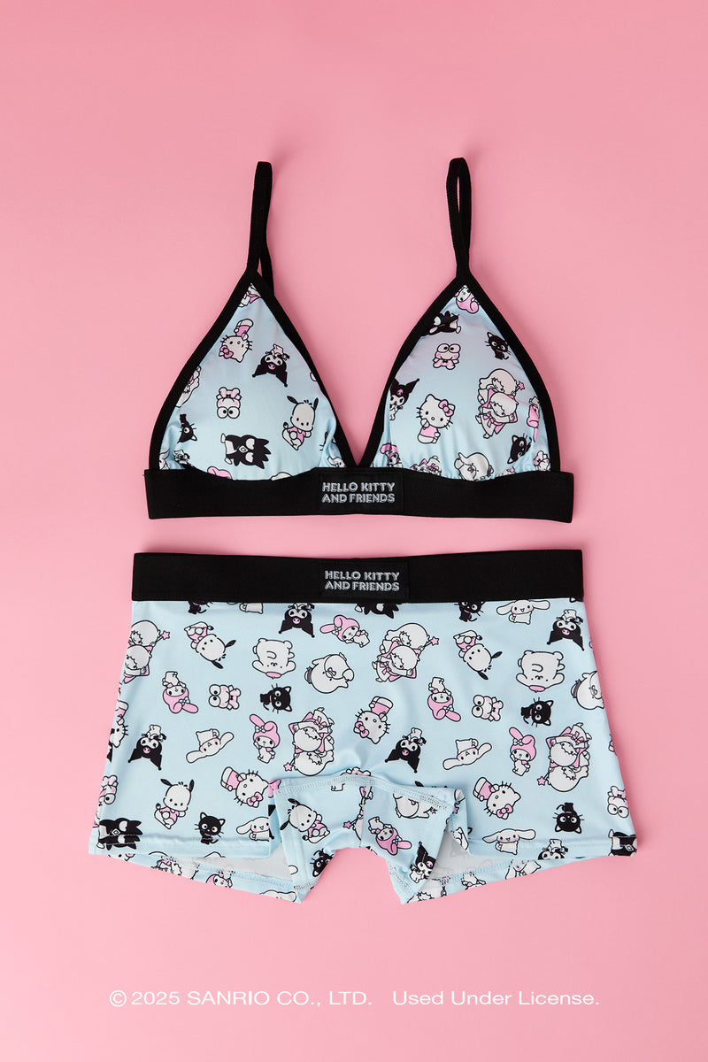 Ensemble avec soutien-gorge triangulaire et culotte garçonne à imprimé Hello Kitty® and Friends