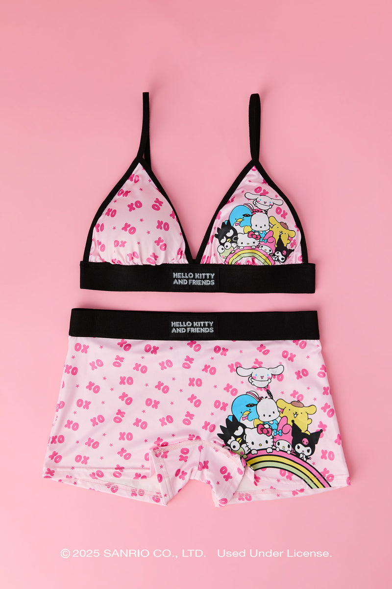 Ensemble avec soutien-gorge triangulaire et culotte garçonne à imprimé Hello Kitty® and Friends