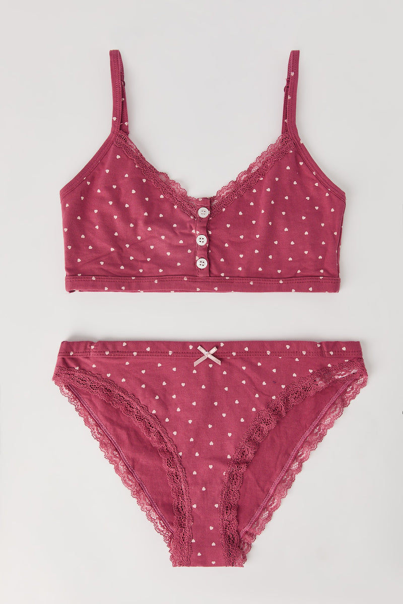 Ensemble 2 pièces camisole et culotte à bordure en dentelle