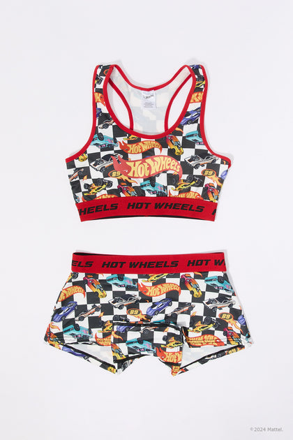 Ensemble avec soutien-gorge sport et culotte garçonne à imprimé Hot Wheels™