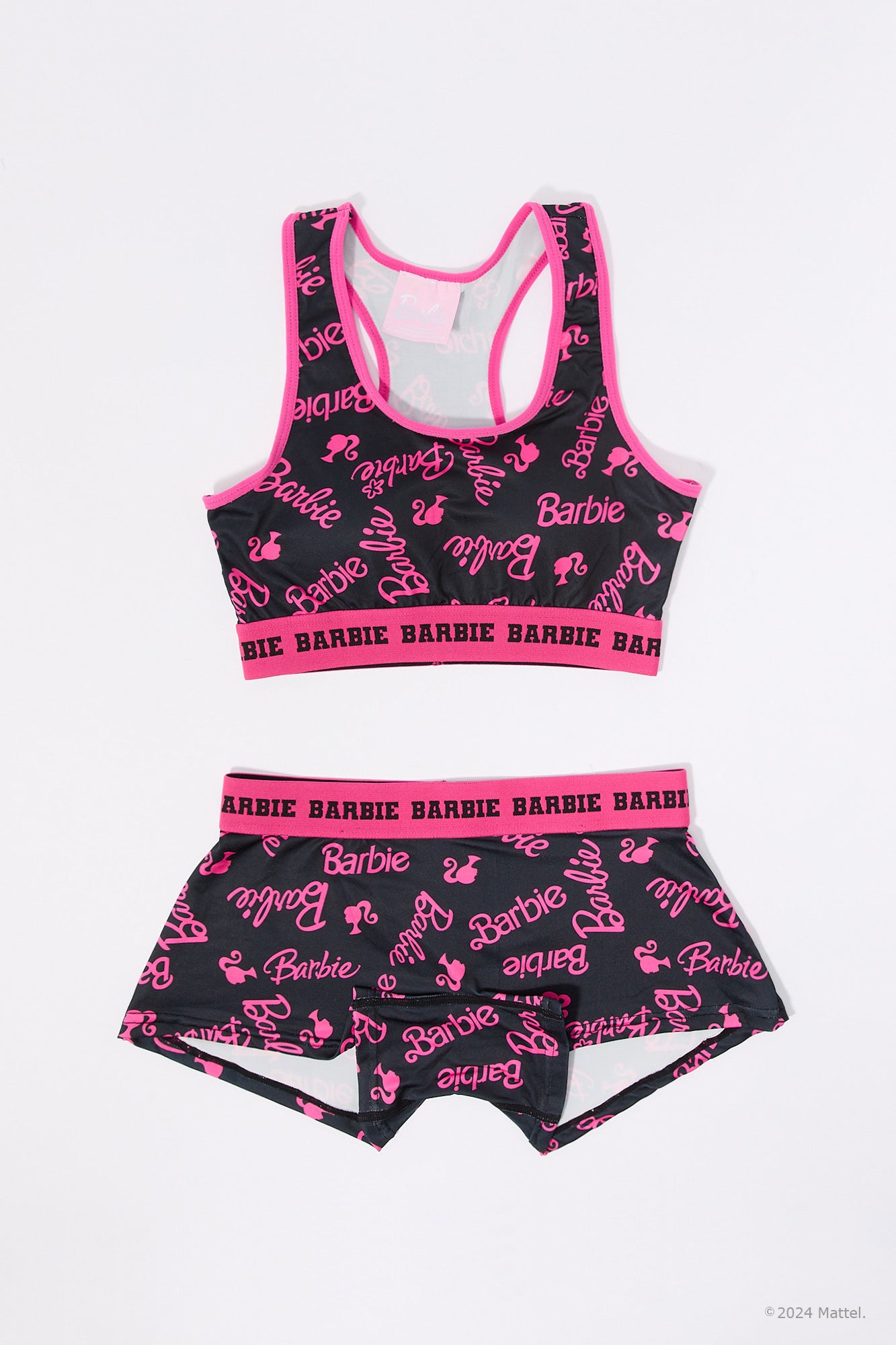 Ensemble avec soutien-gorge sport et culotte garçonne à imprimé Barbie™