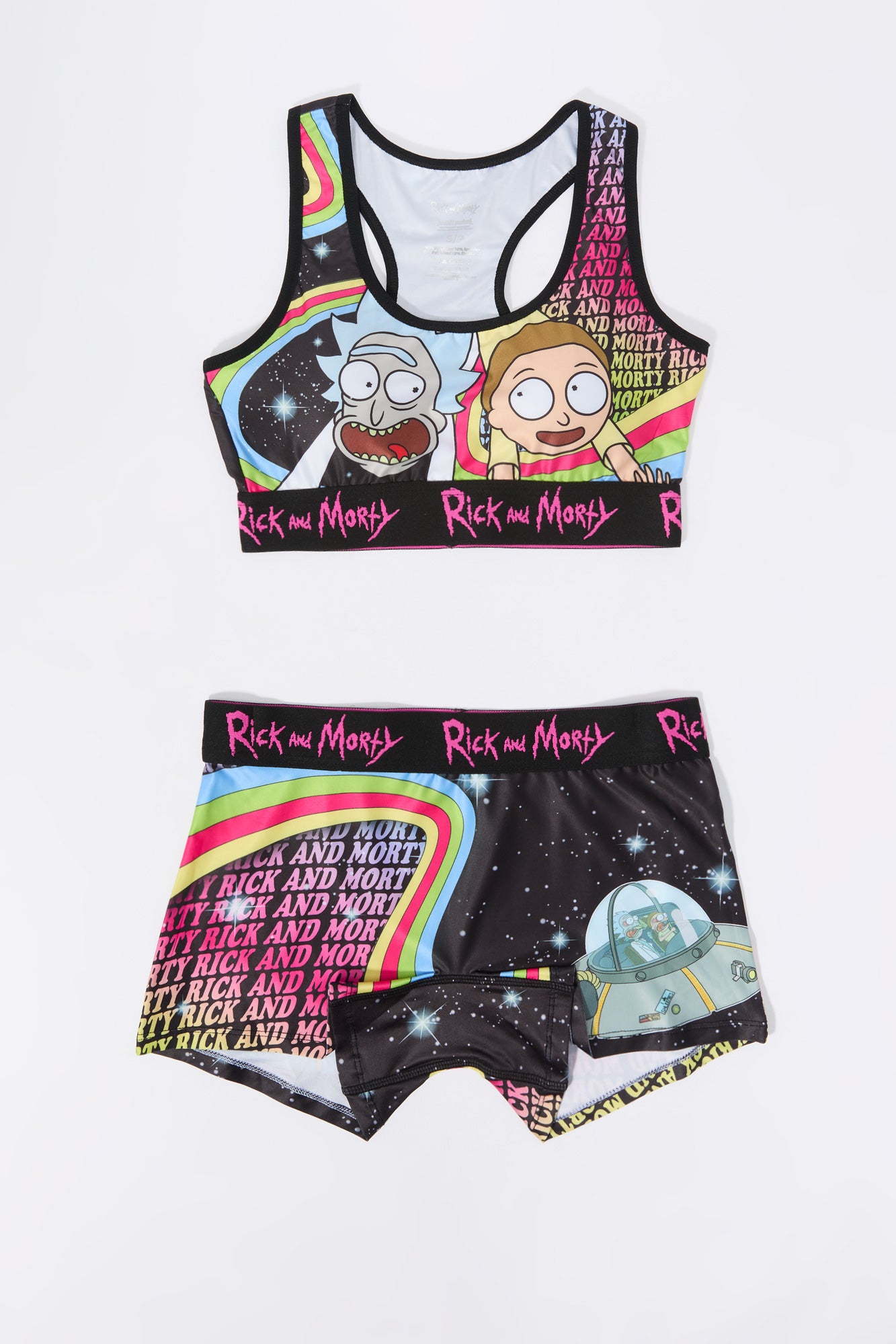 Ensemble avec soutien-gorge et culotte garçonne imprimé Rick and Morty