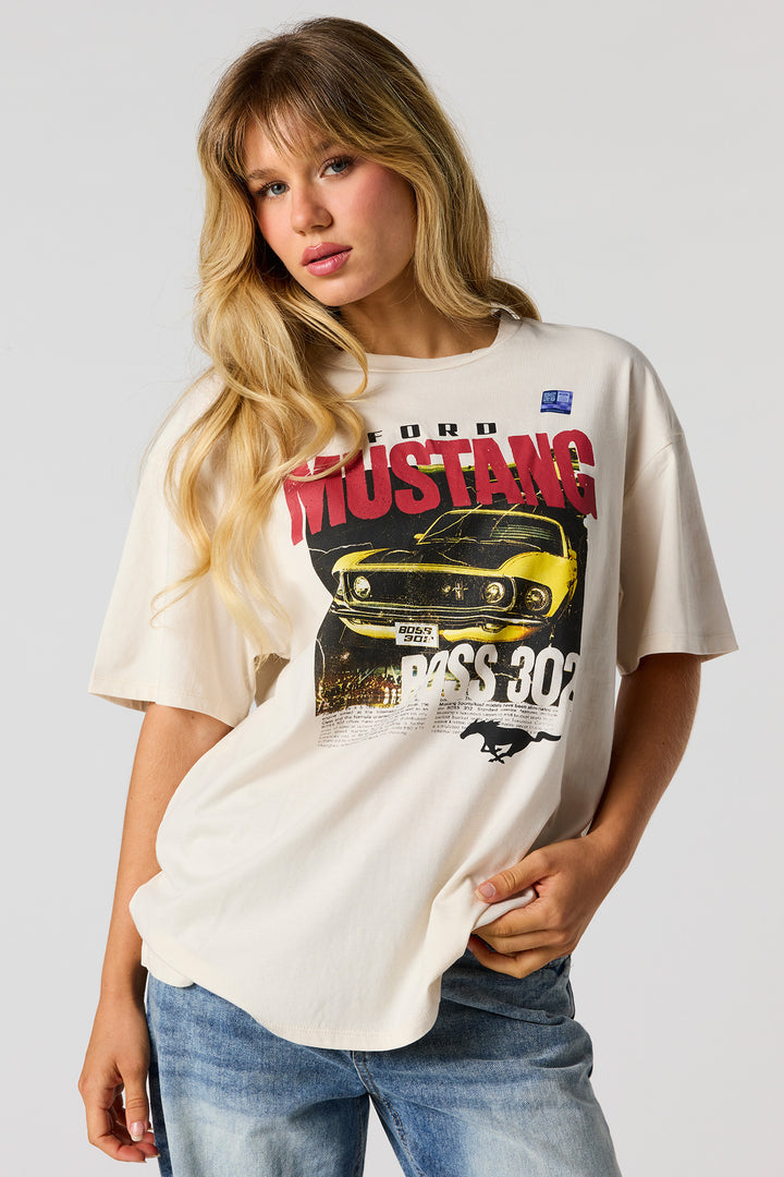 T-shirt de coupe garçonne à imprimé Ford Mustang