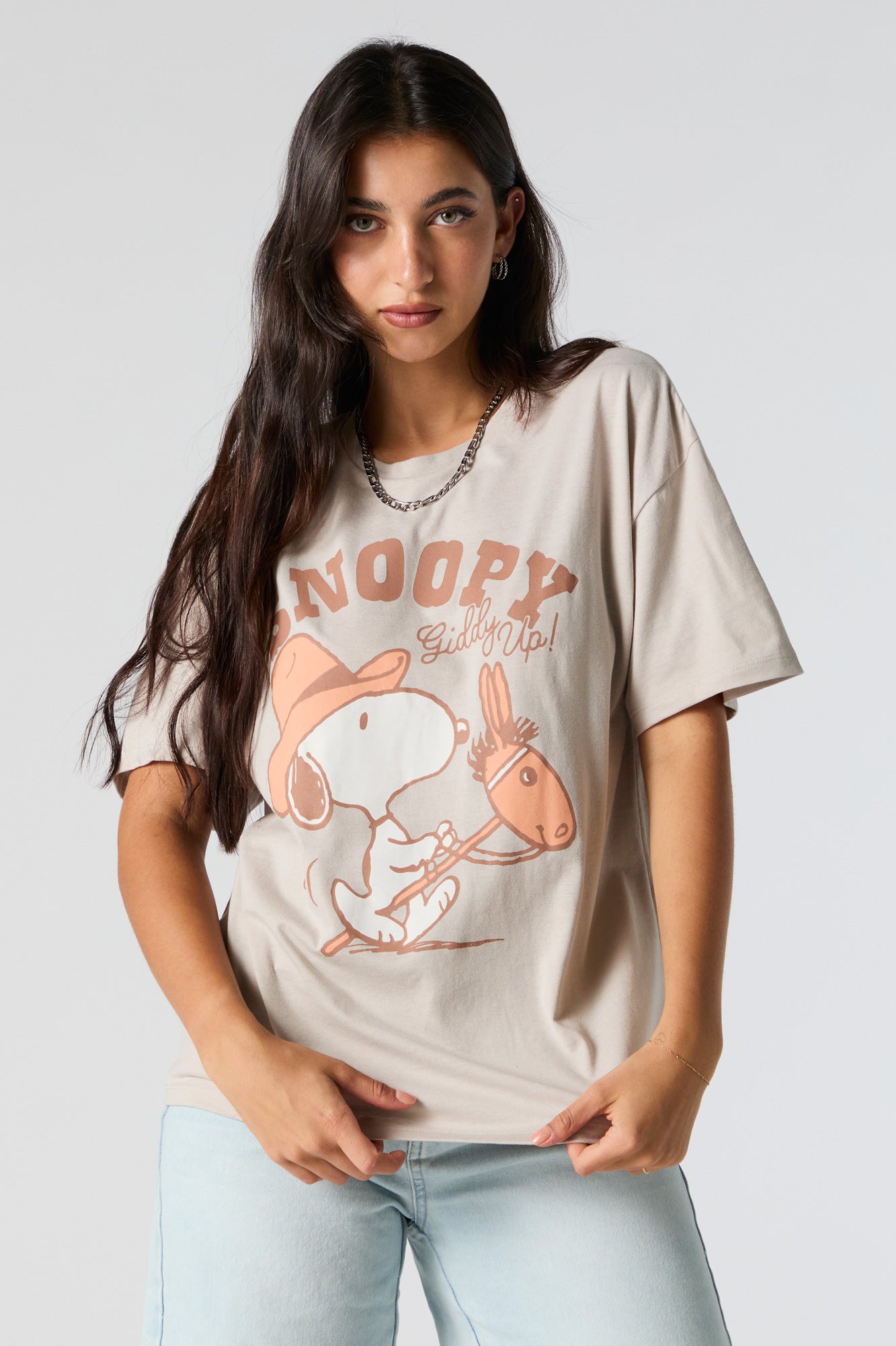 Snoopy Giddy Up Graphic Boyfriend T-Shirt