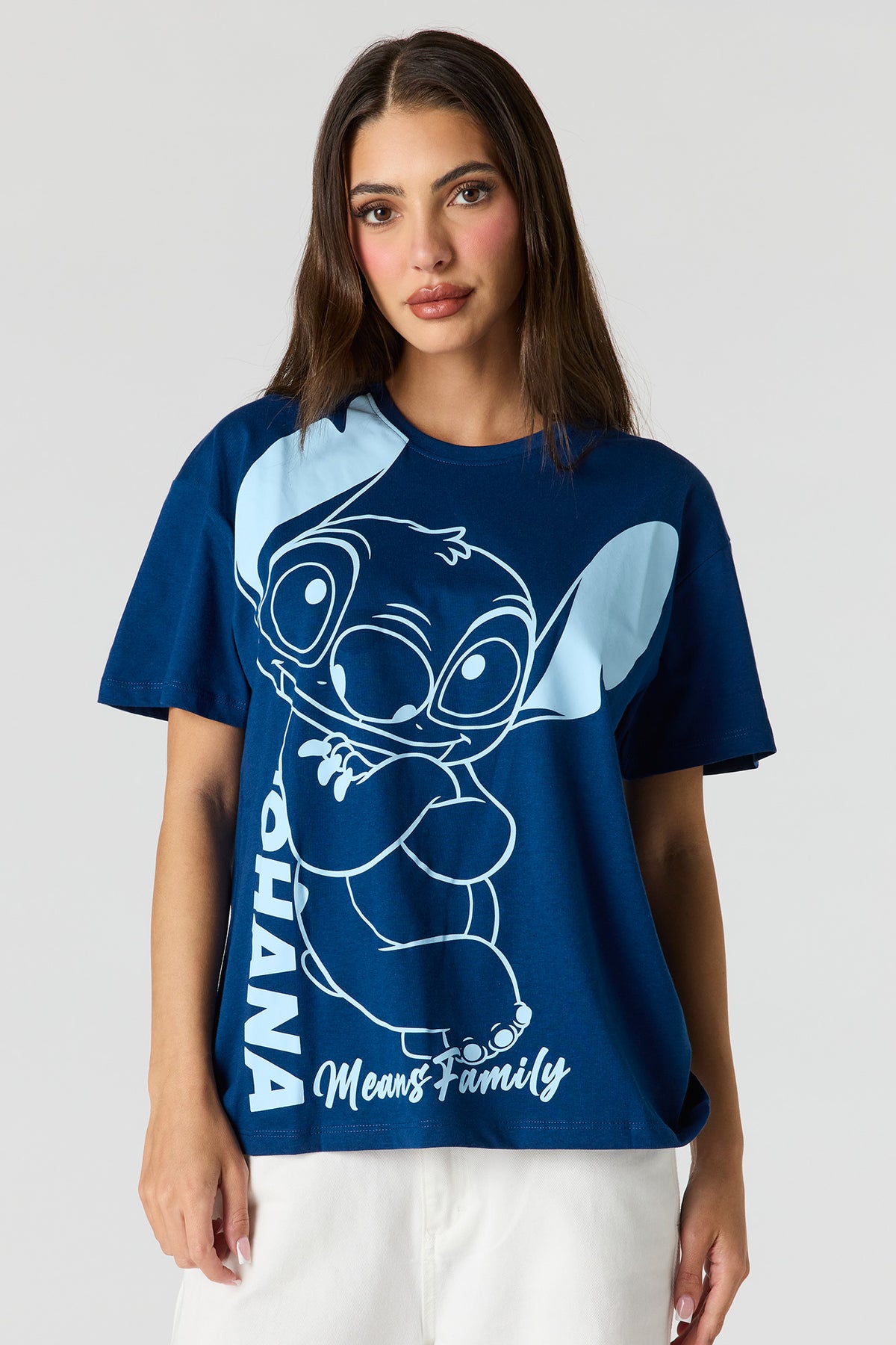 T-shirt de coupe garçonne à imprimé Stitch
