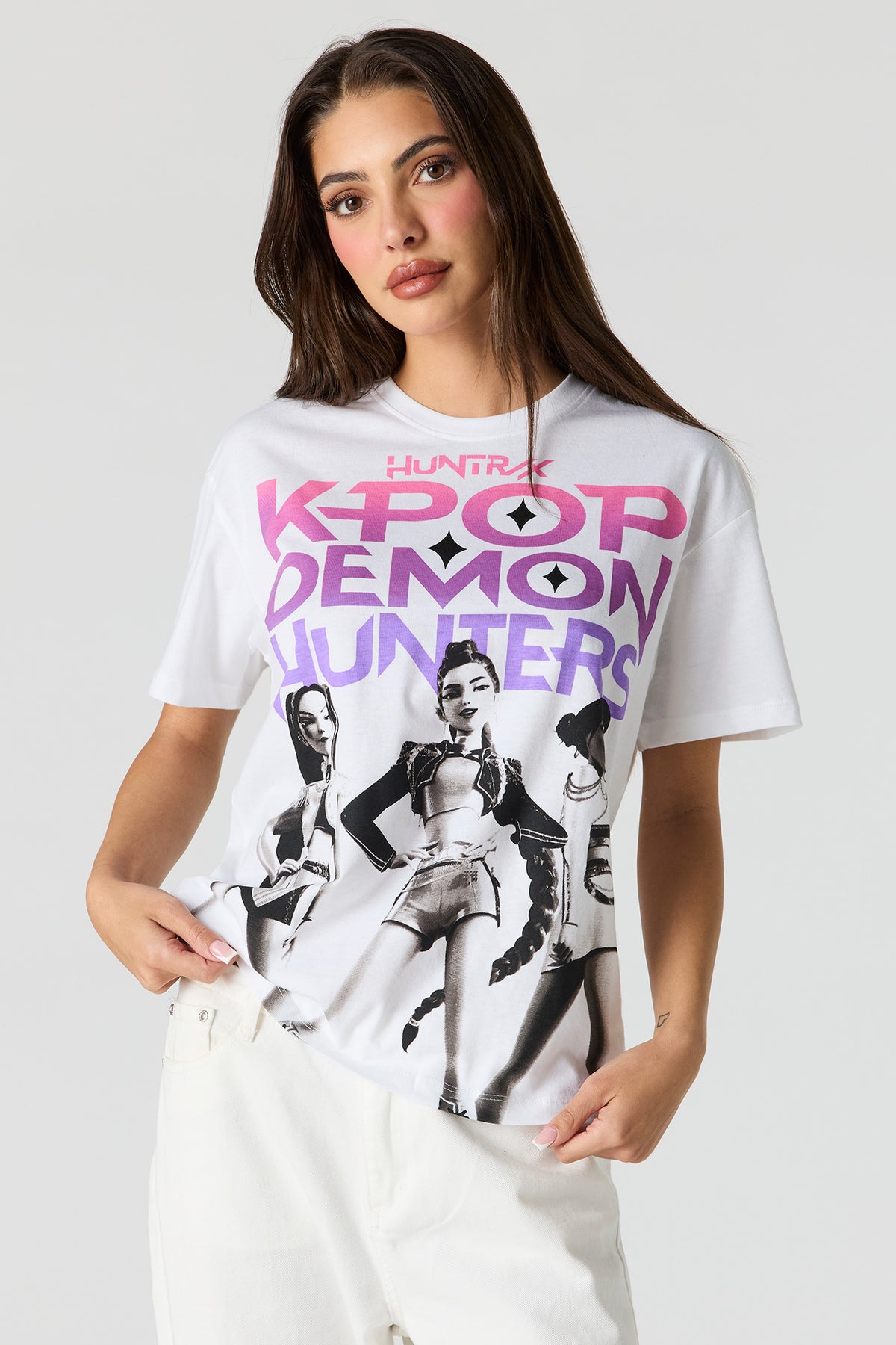 KPop Demon Hunters Graphic Boyfriend T-Shirt - White