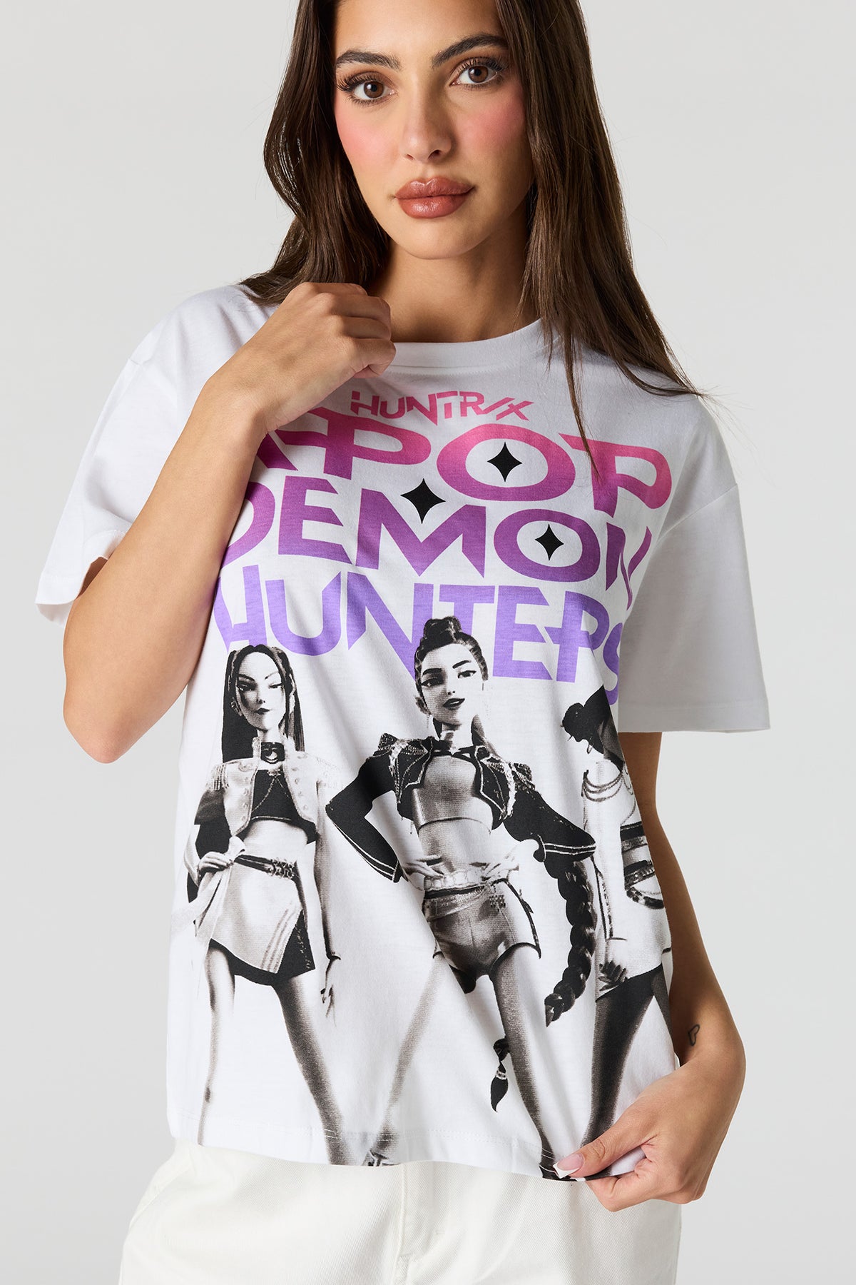 Alt View 4. KPop Demon Hunters Graphic Boyfriend T-Shirt - White