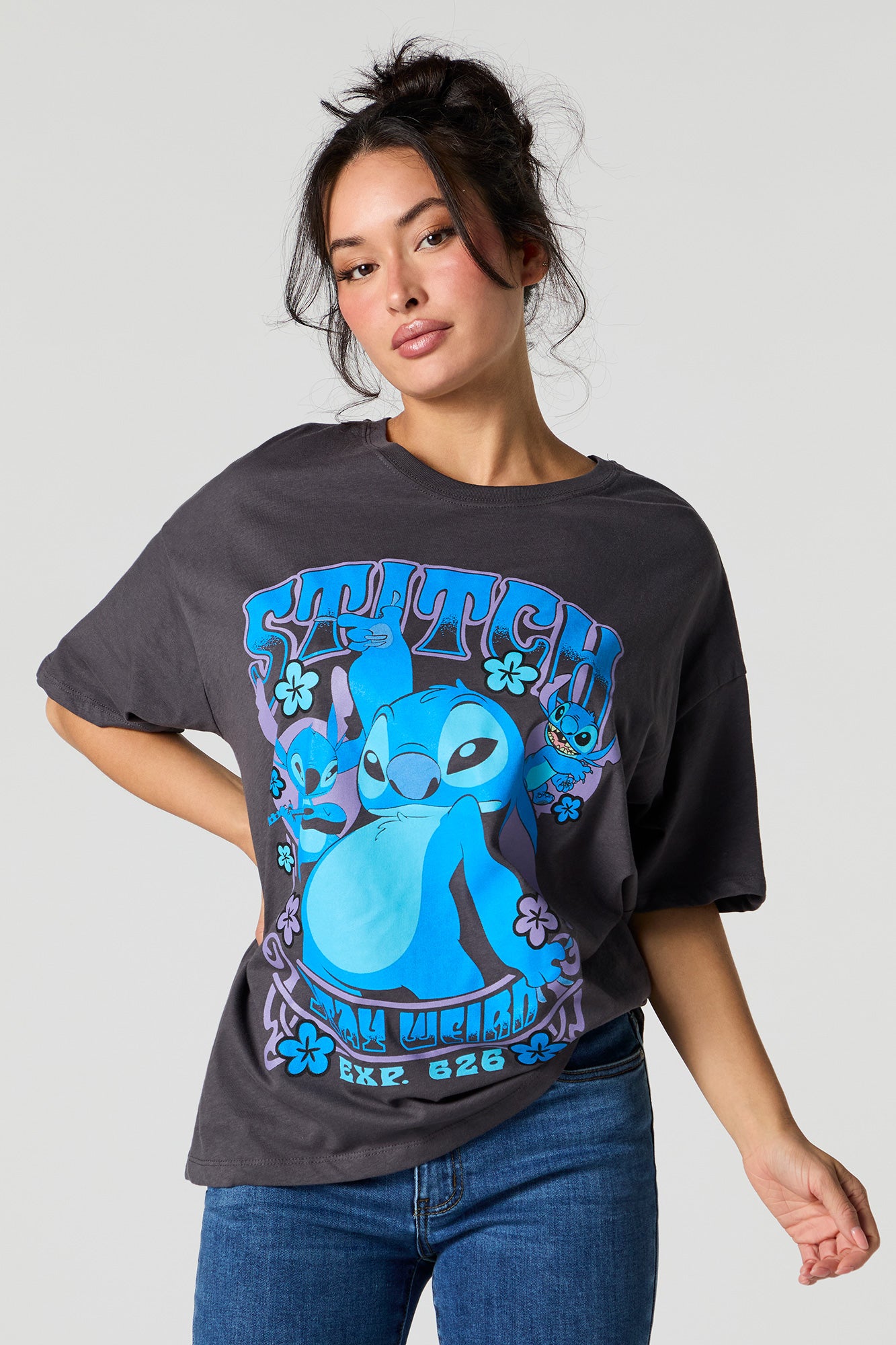 Stitch Stay Weird Graphic Boyfriend T-Shirt