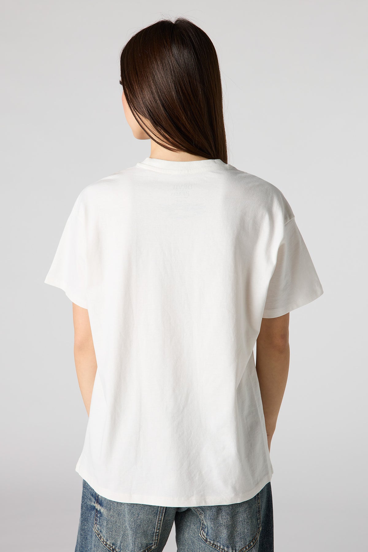 Vue alternative 2. T-shirt de coupe garçonne en coton lourd de luxe à imprimé Devil Wears Prada