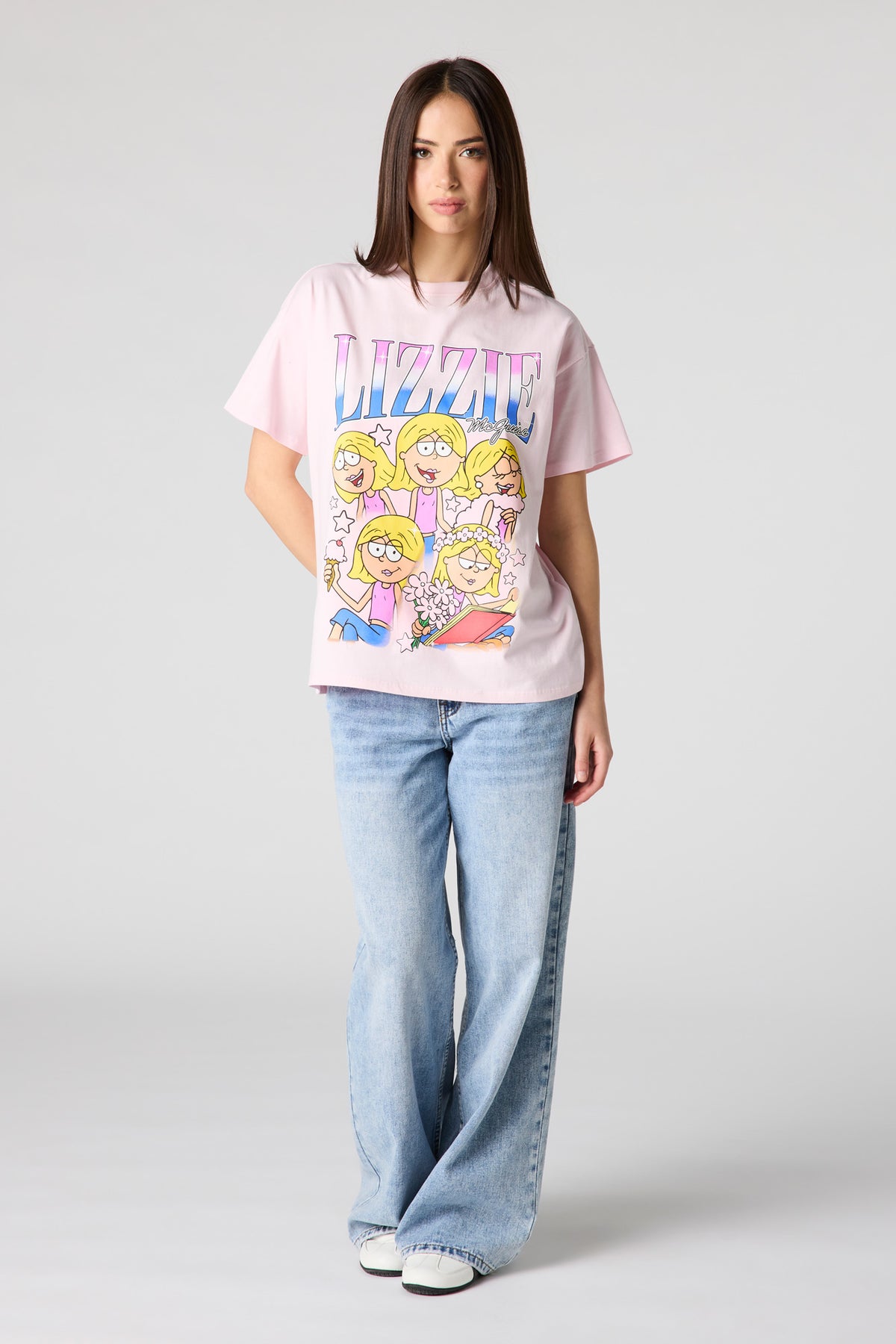 Vue alternative 3. T-shirt de coupe garçonne en coton lourd de luxe à imprimé Lizzie